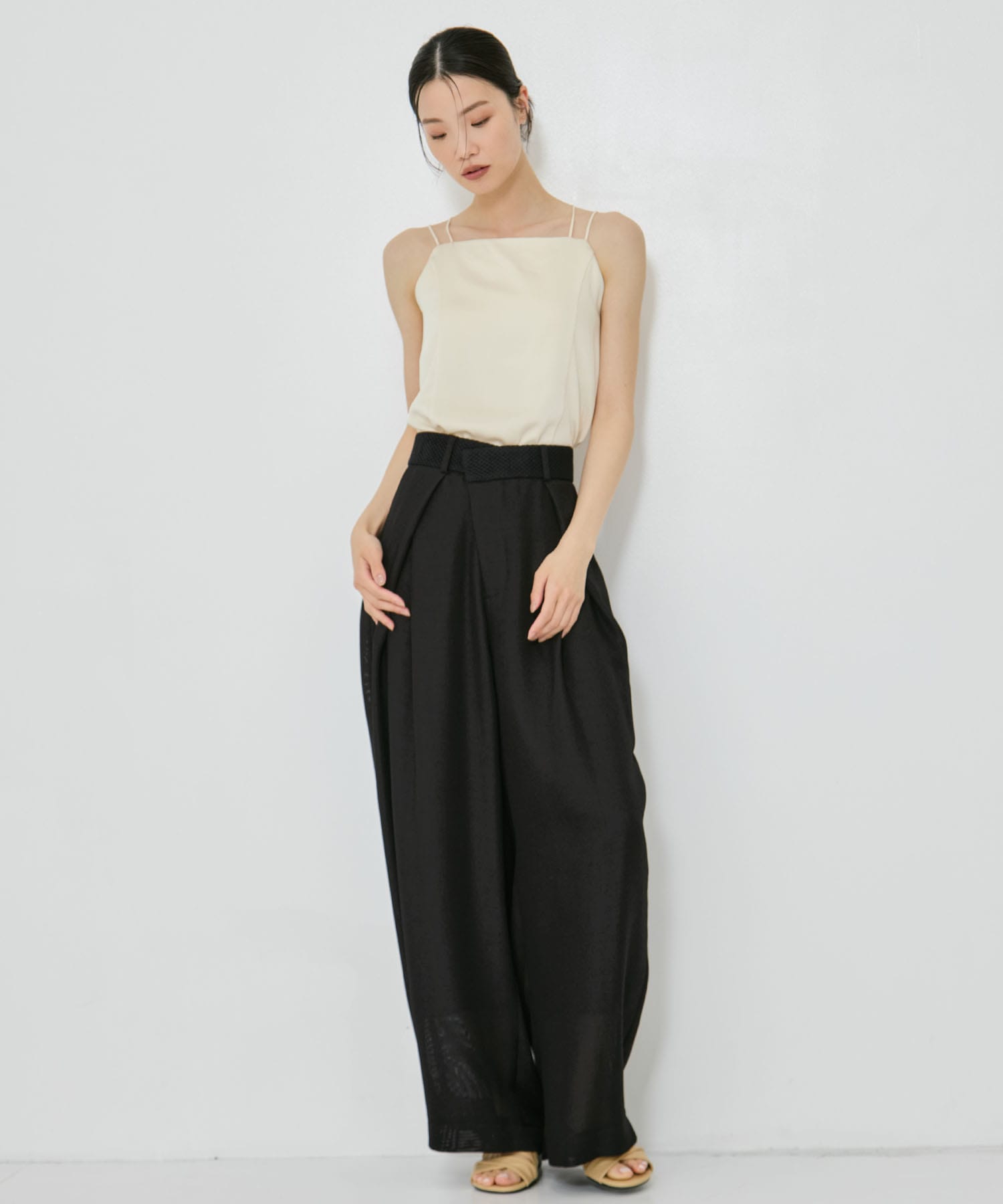 Asymmetric Front Mesh Trousers STUDIOUS