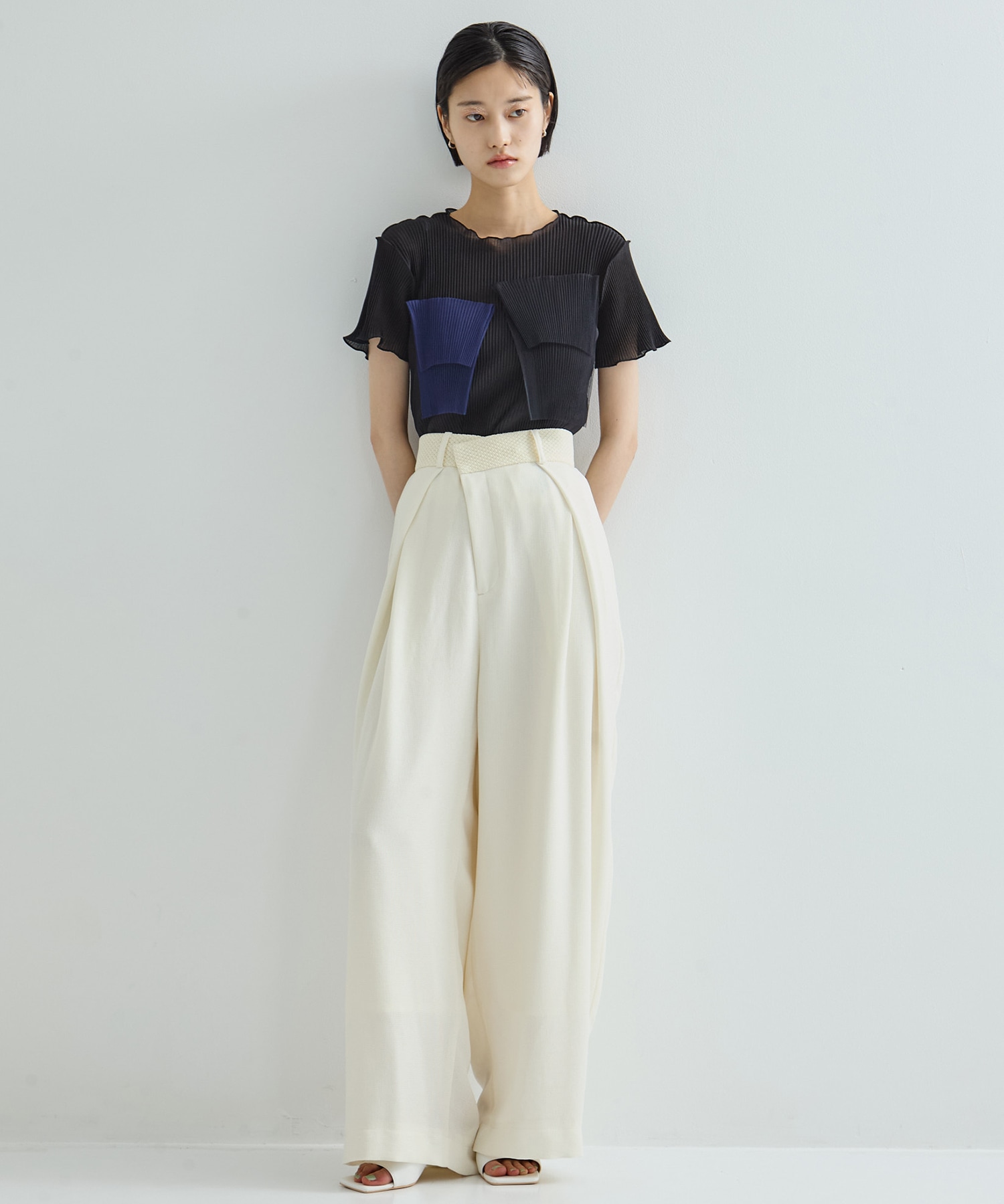Asymmetric Front Mesh Trousers STUDIOUS