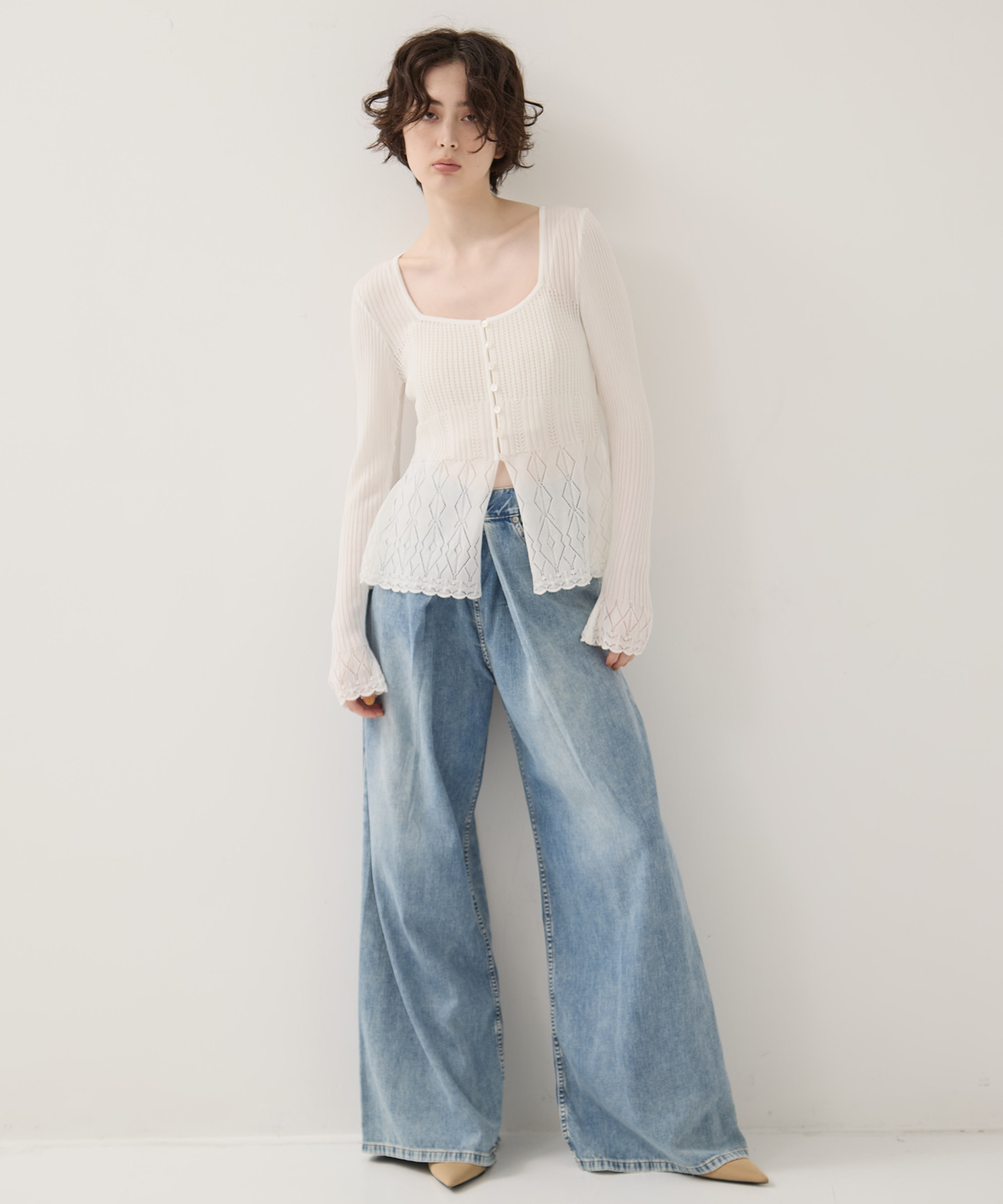 別注WASHED DENIM FOLDED WIDE PANTS (SHORT LENGTH) JOHN LAWRENCE SULLIVAN