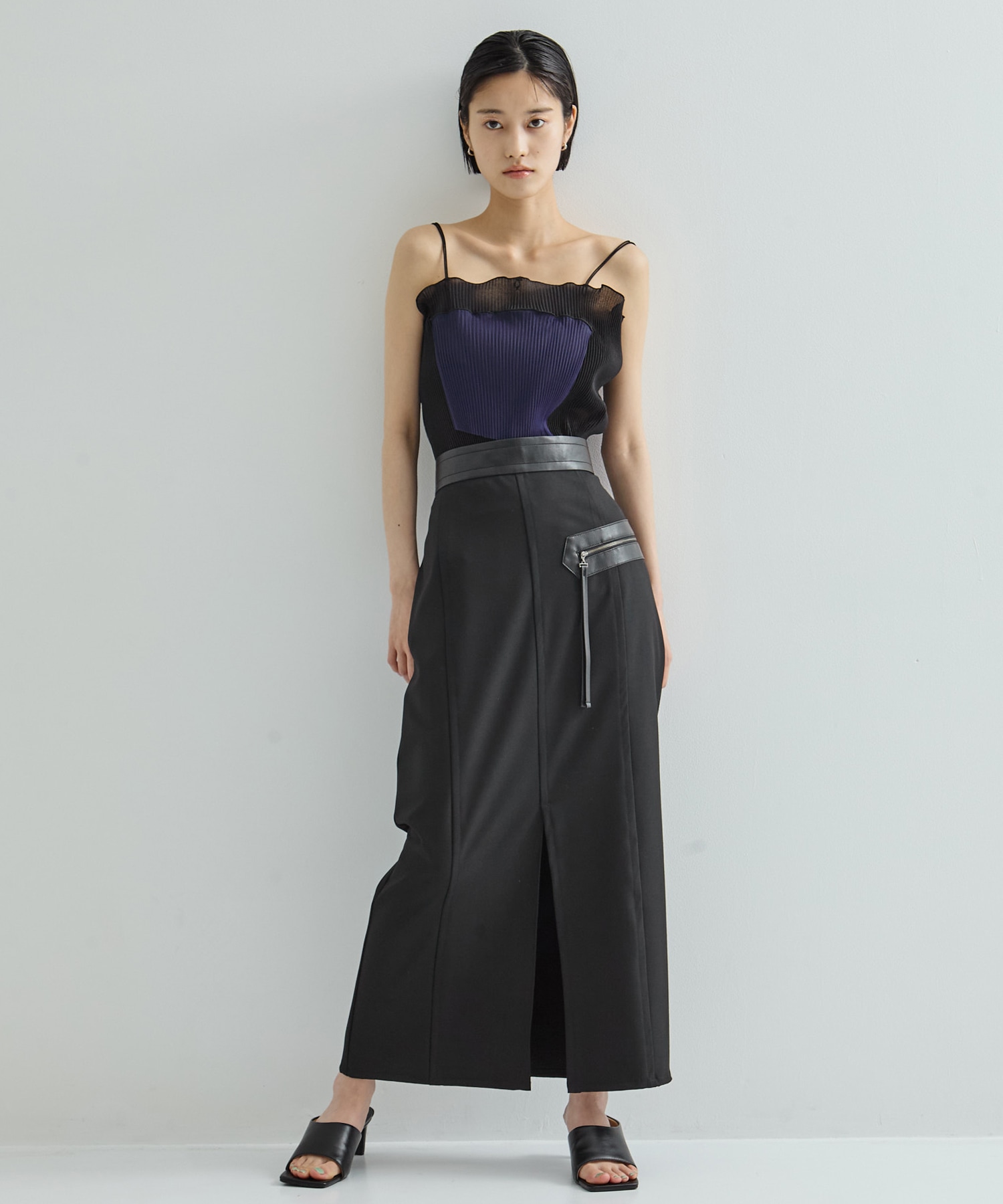 Leather Belted Straight SK STUDIOUS