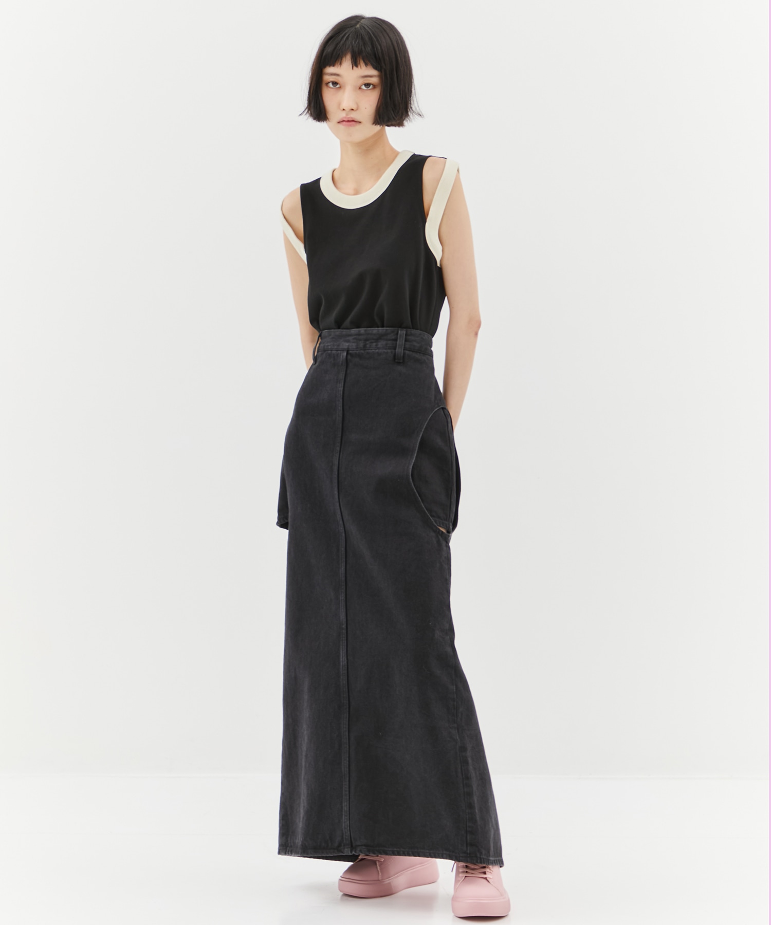 別注サークルカットデニムスカート CLANE