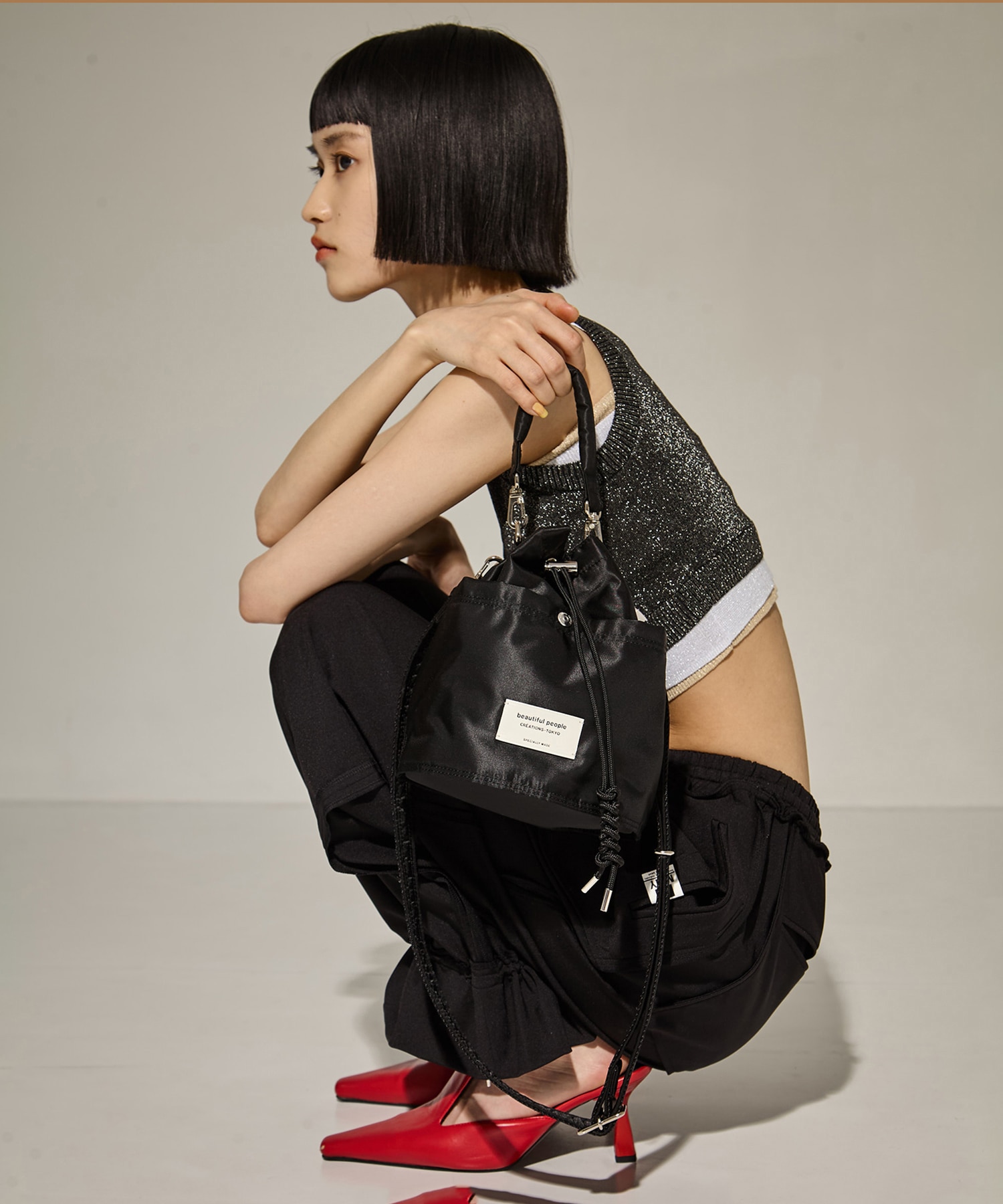 別注nylon drawstring mini bag beautiful people