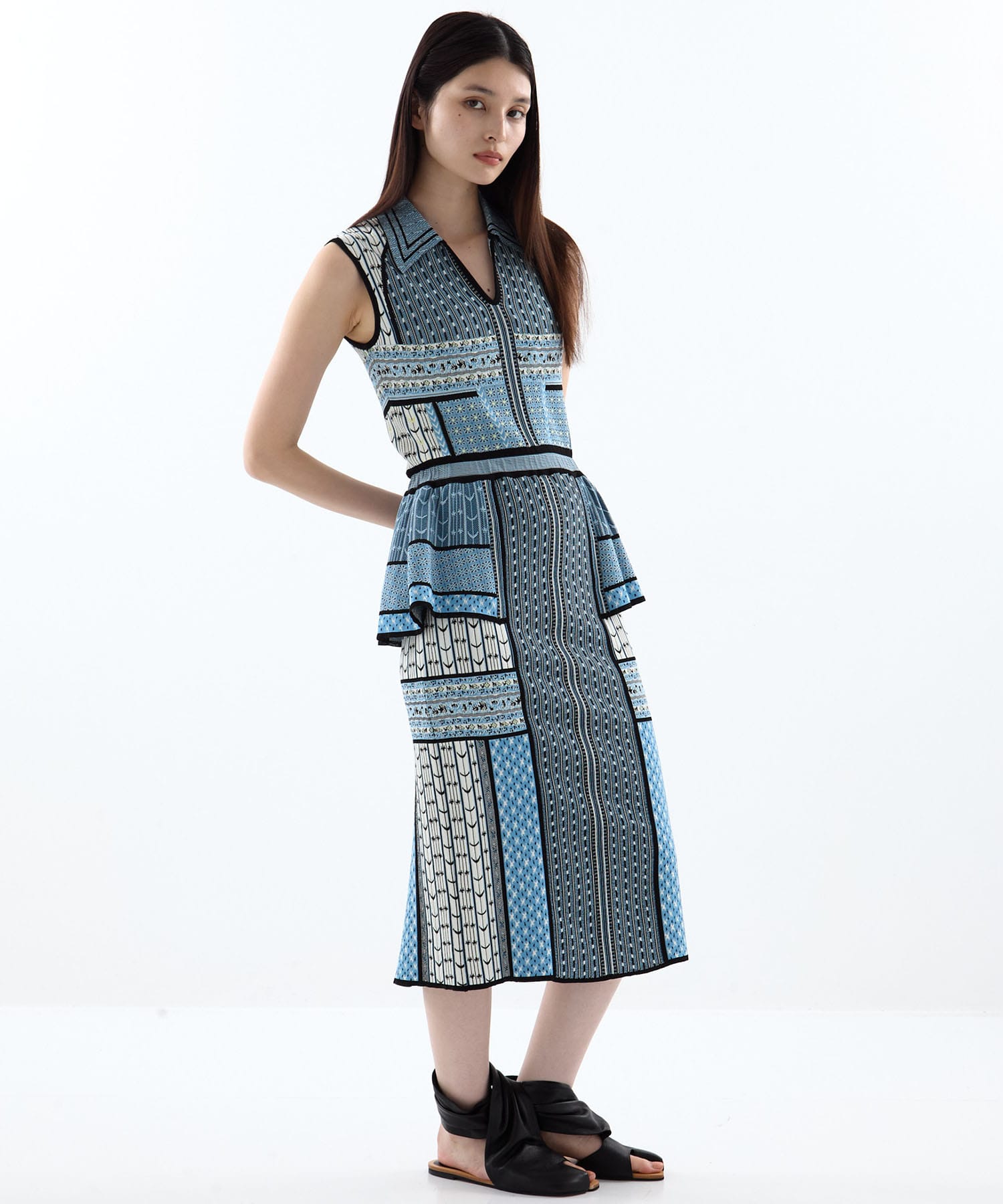 Geometric Pattern Knitted Dress Mame Kurogouchi