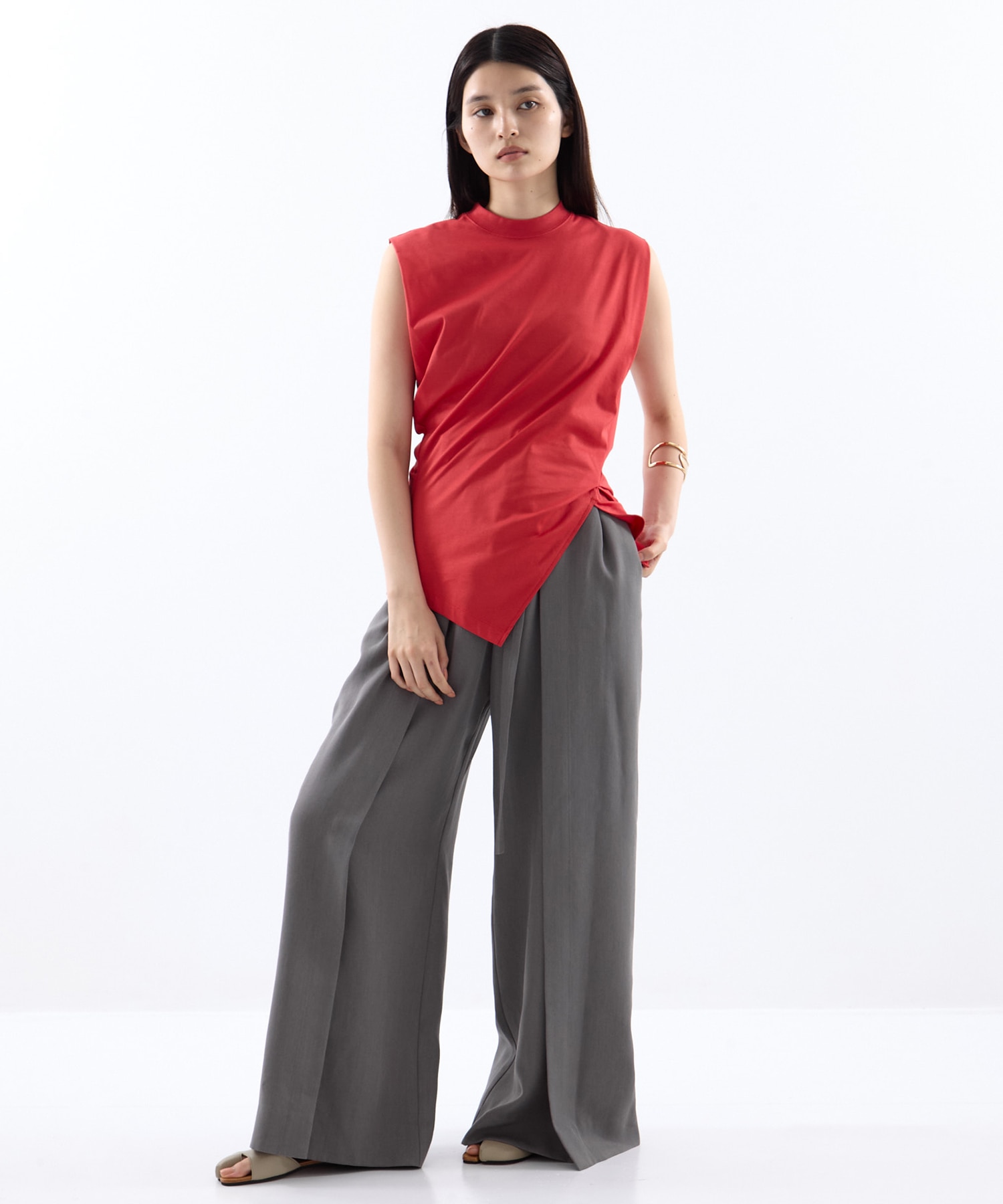 Cotton Jersey Asymmetric Sleeveless Top Mame Kurogouchi