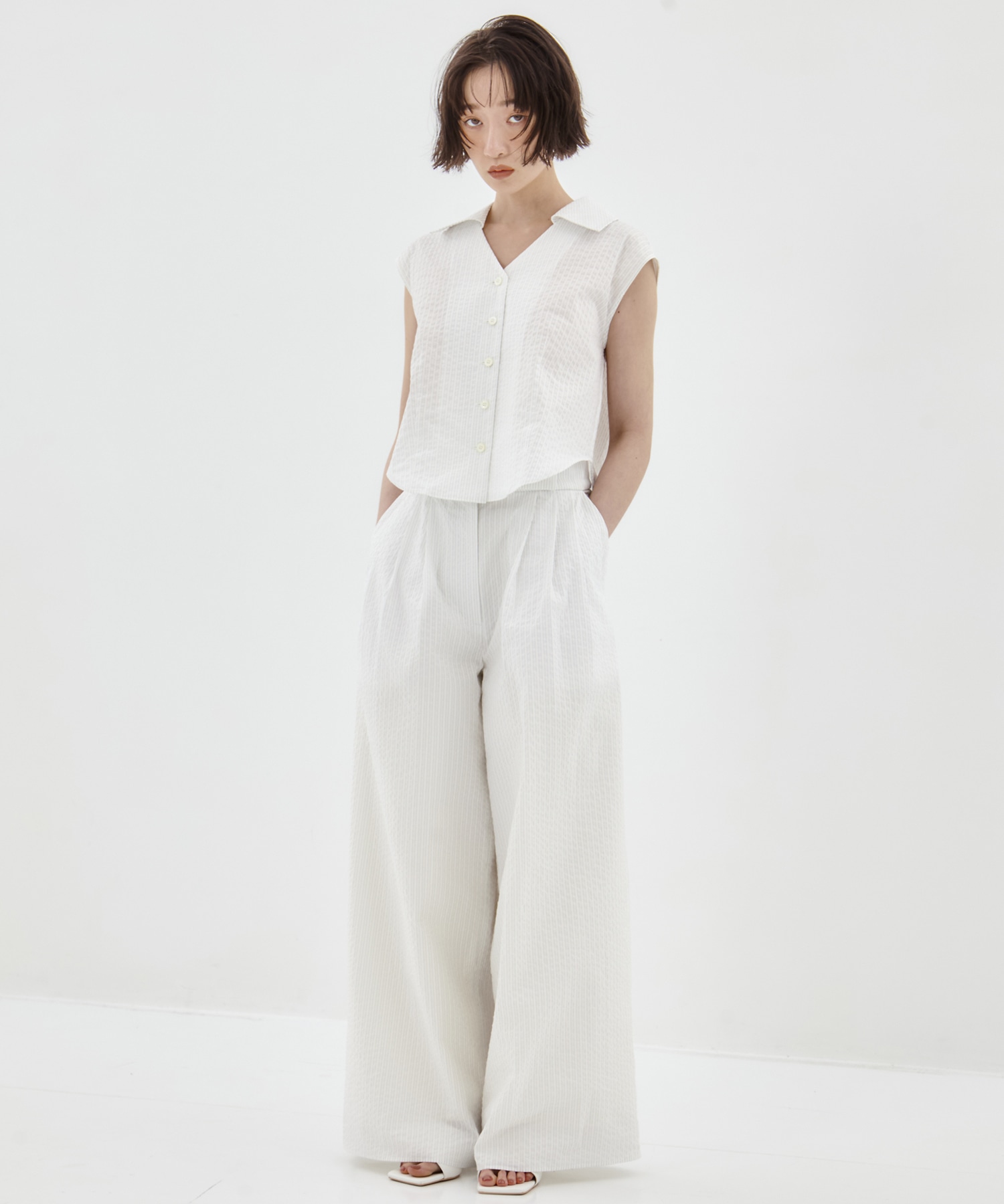 Seersucker Flare Pants STUDIOUS