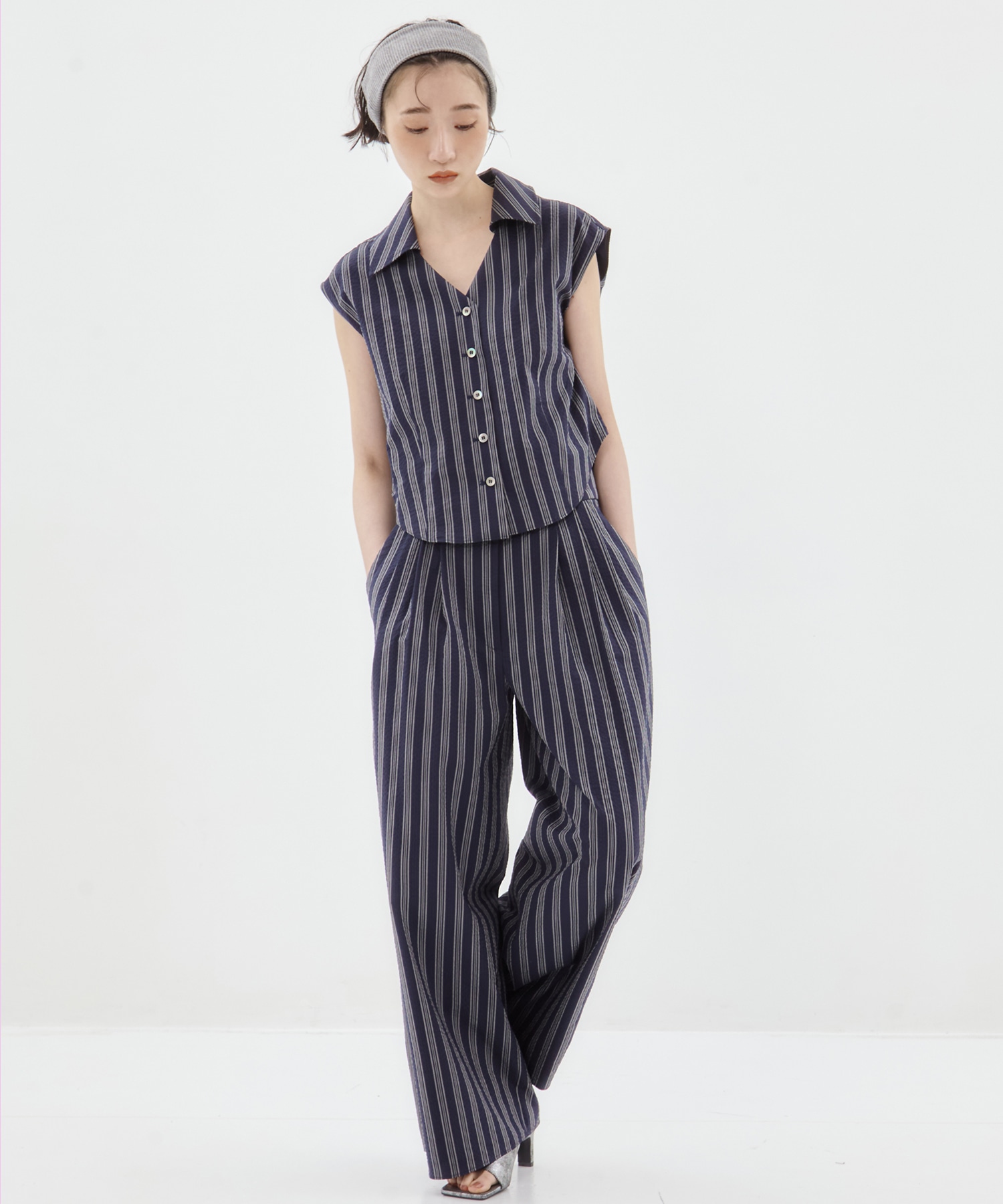 Seersucker Flare Pants STUDIOUS