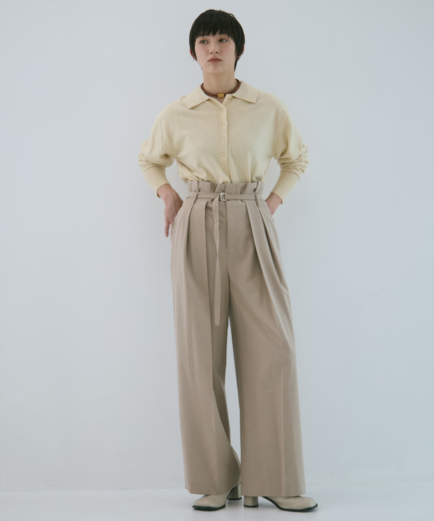 Belted High Waist Trousers STUDIOUS