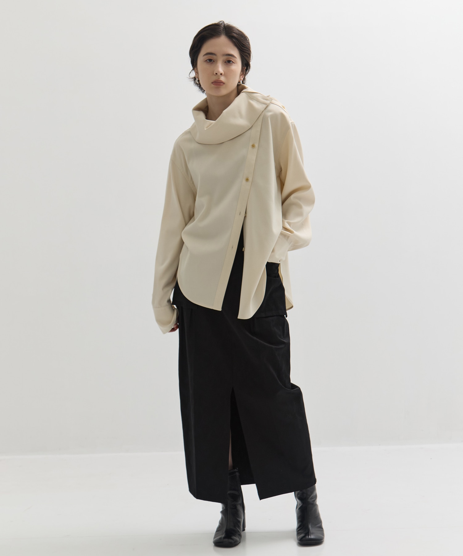 Viscose Wool Big Collar Shirt STUDIOUS