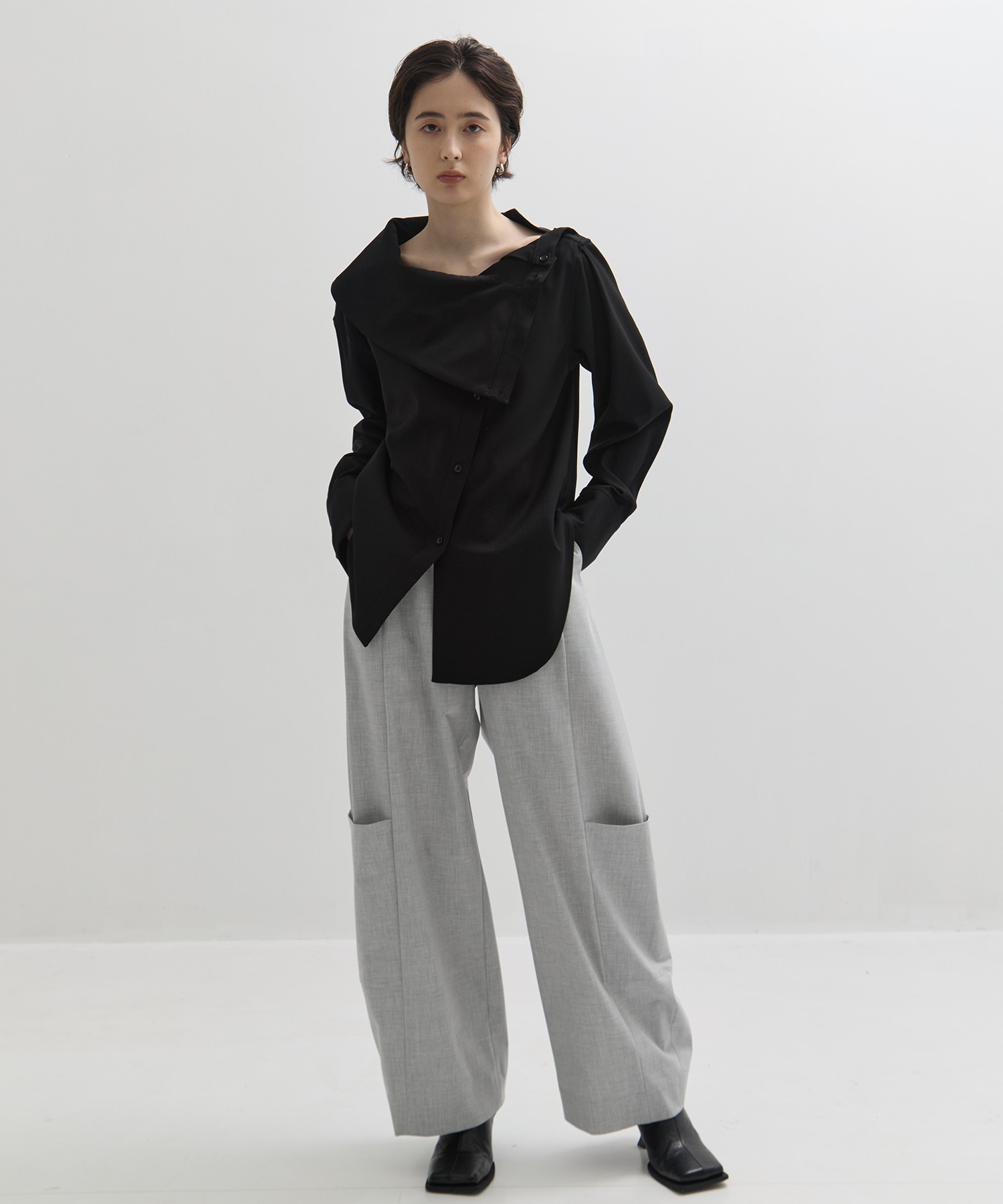 Viscose Wool Big Collar Shirt STUDIOUS