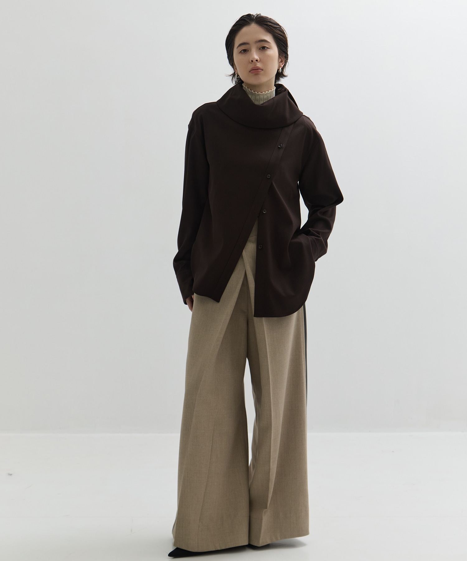 Viscose Wool Big Collar Shirt STUDIOUS