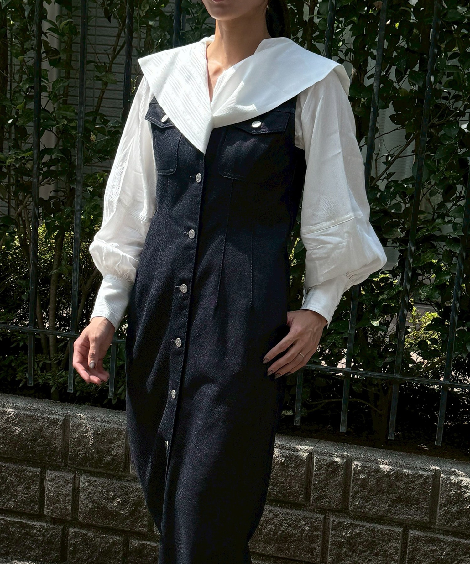 Rosejaquard stripsailor collar blouse FETICO