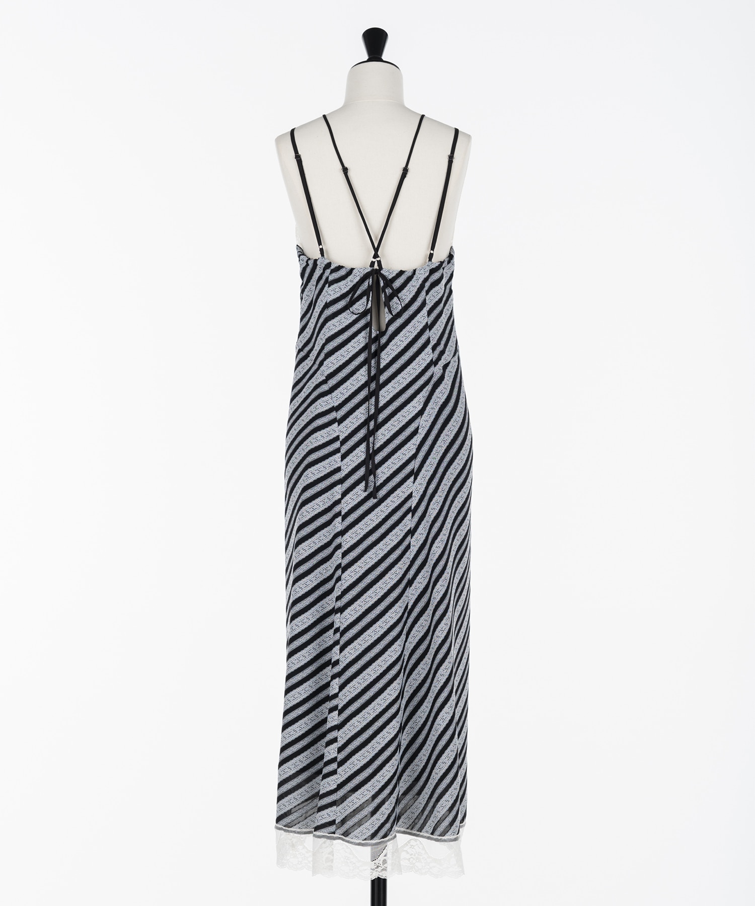 Lace jaquard stripe slip dress FETICO