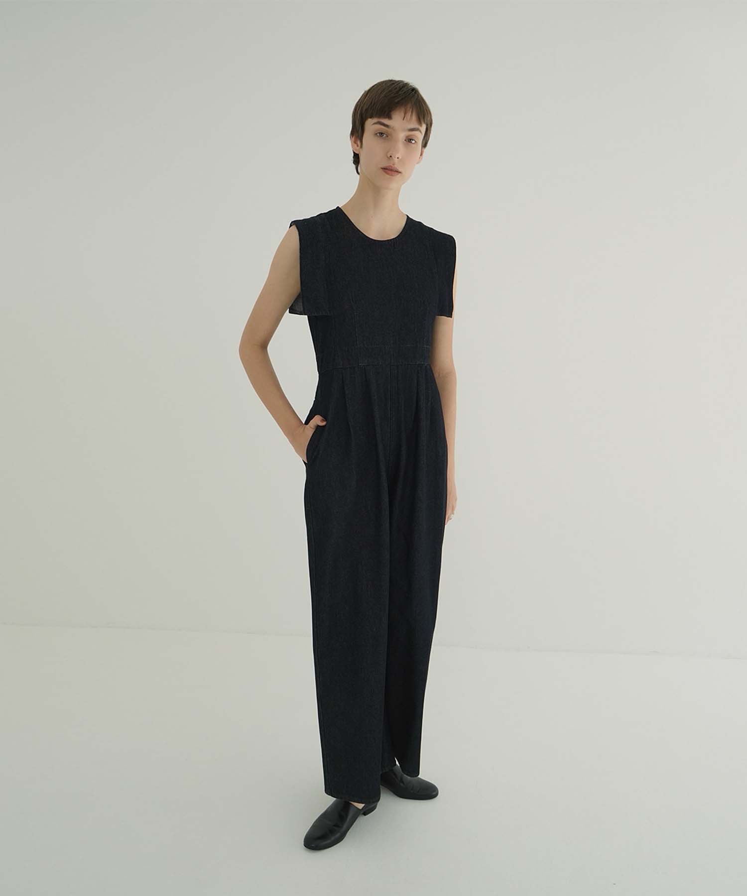 SQUARE SLEEVE DENIM ALL IN ONE CLANE