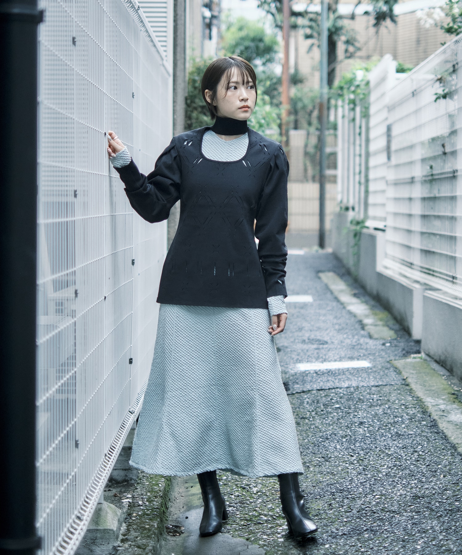 Shirring Jersey Jacquard Dress Mame Kurogouchi