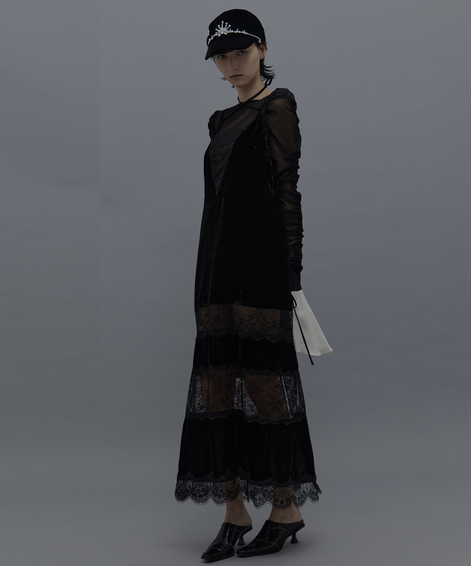 ruffle sleeve back open tulle tops tanakadaisuke