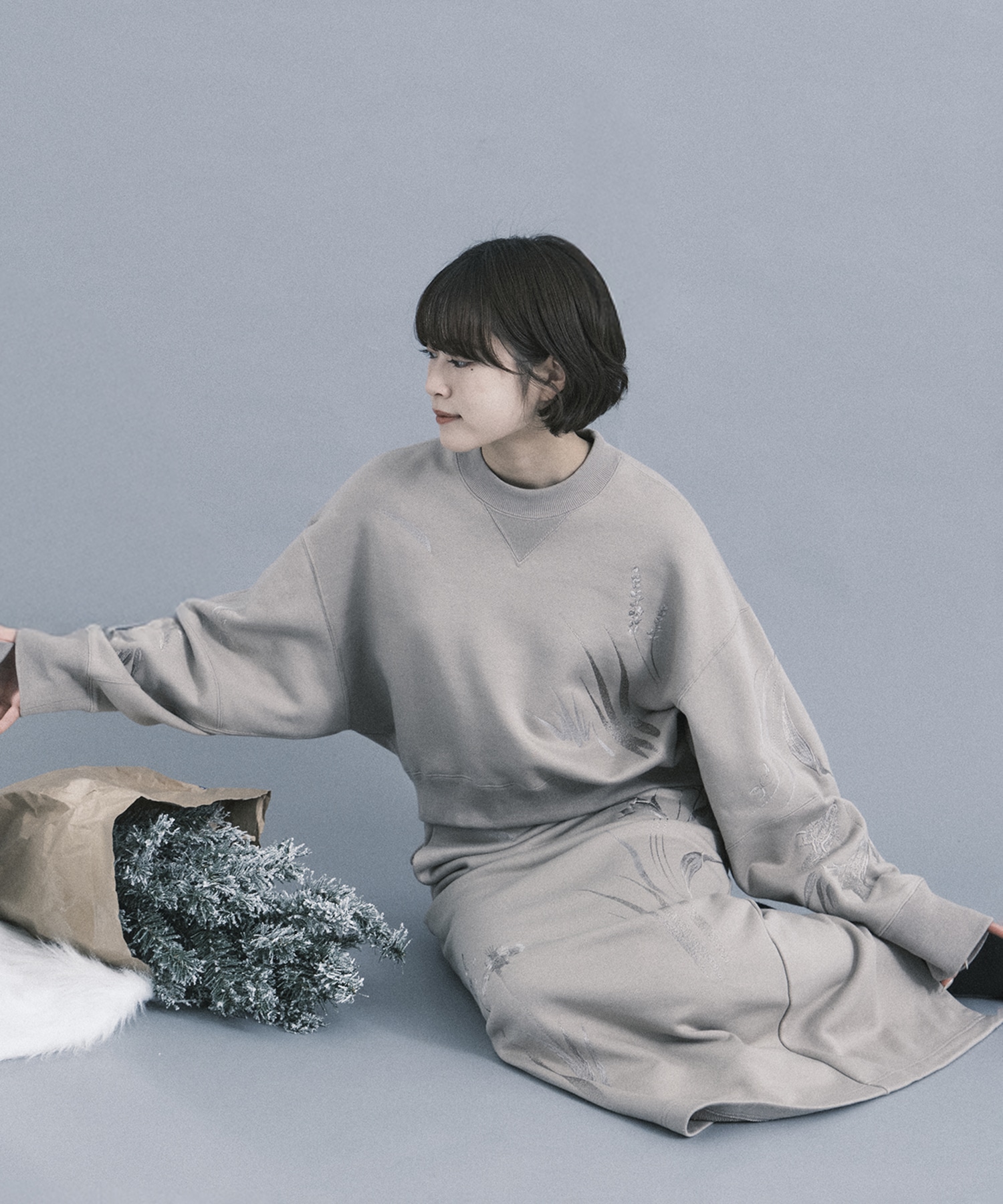 Wool AFloral Motif Embroidered Sweatshirts Mame Kurogouchi