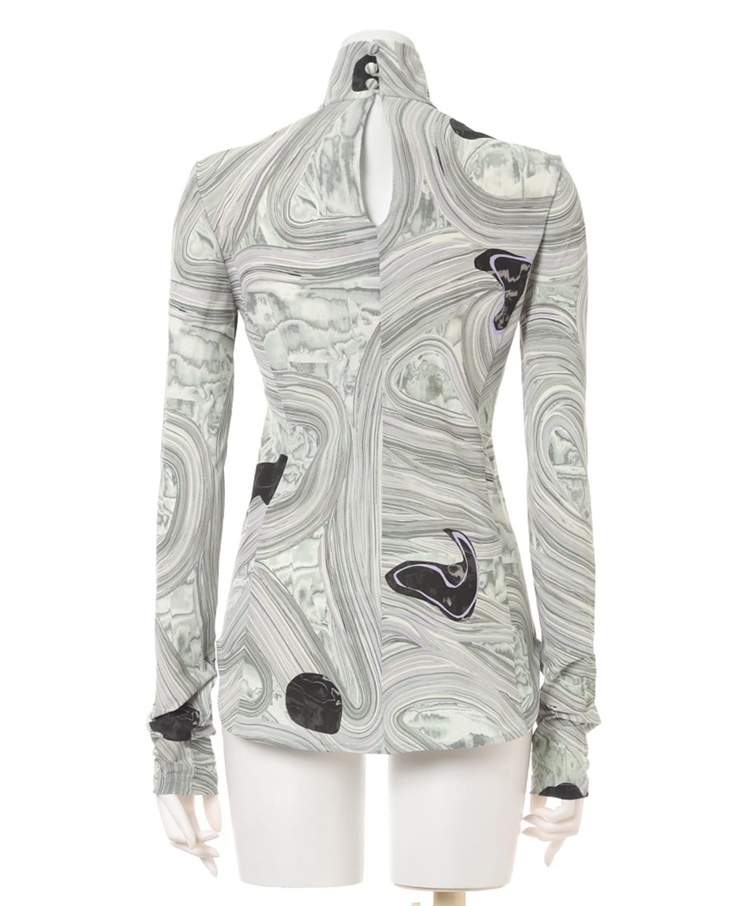 Marble Print Jersey High Neck Top Mame Kurogouchi
