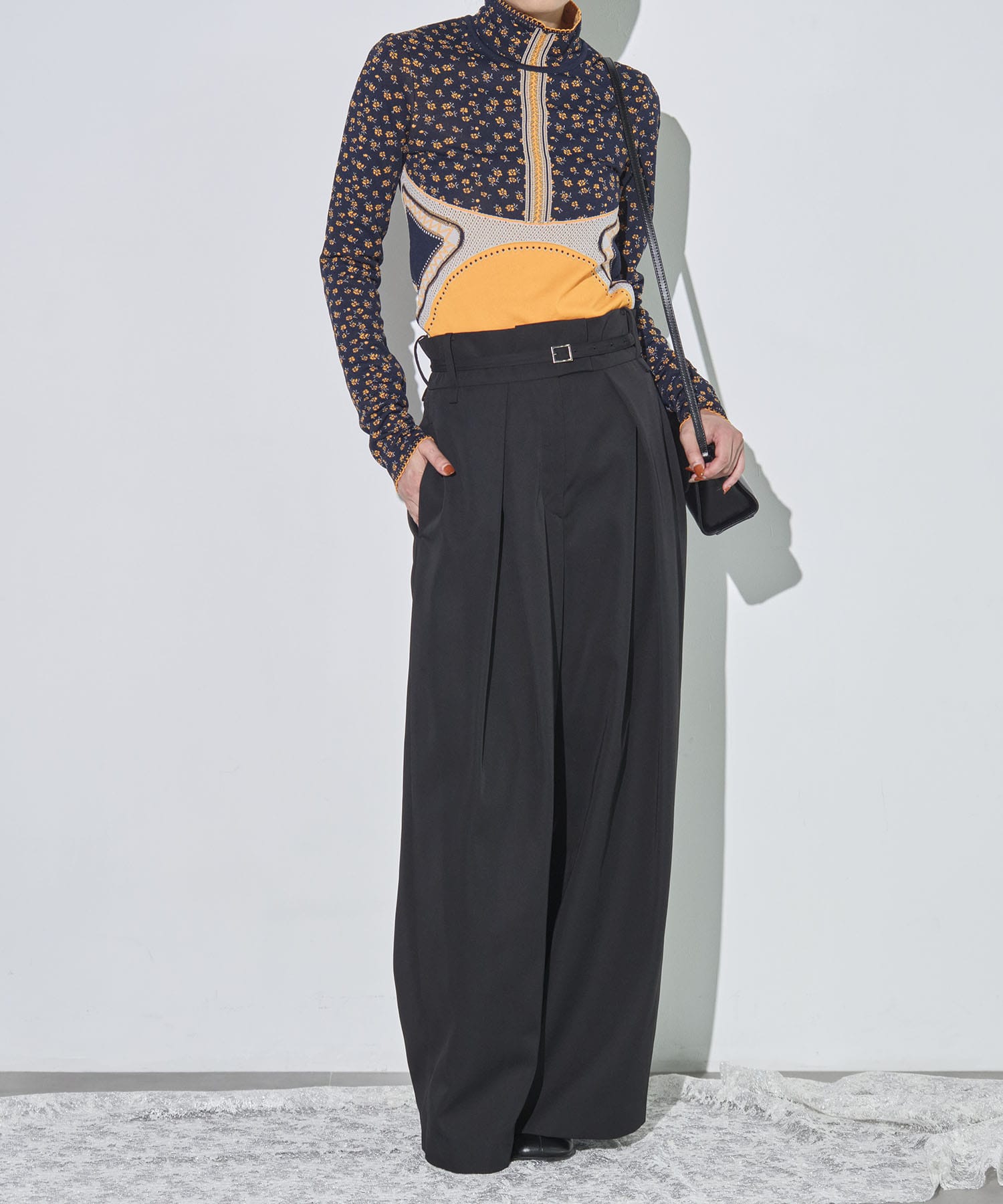 Floral Jacquard High Neck Knitted Top Mame Kurogouchi