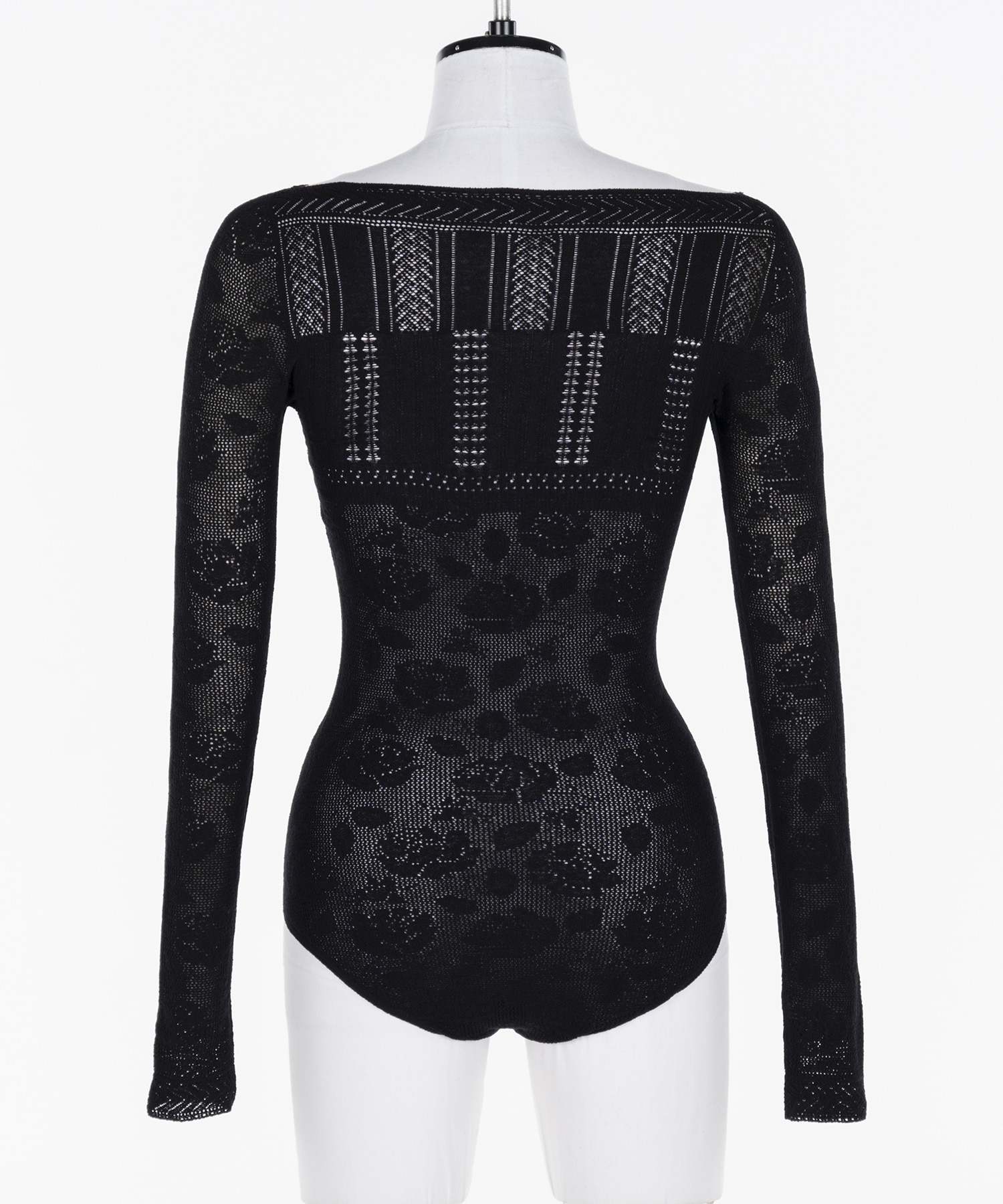 Rose pattern lace-knit bodysuit FETICO