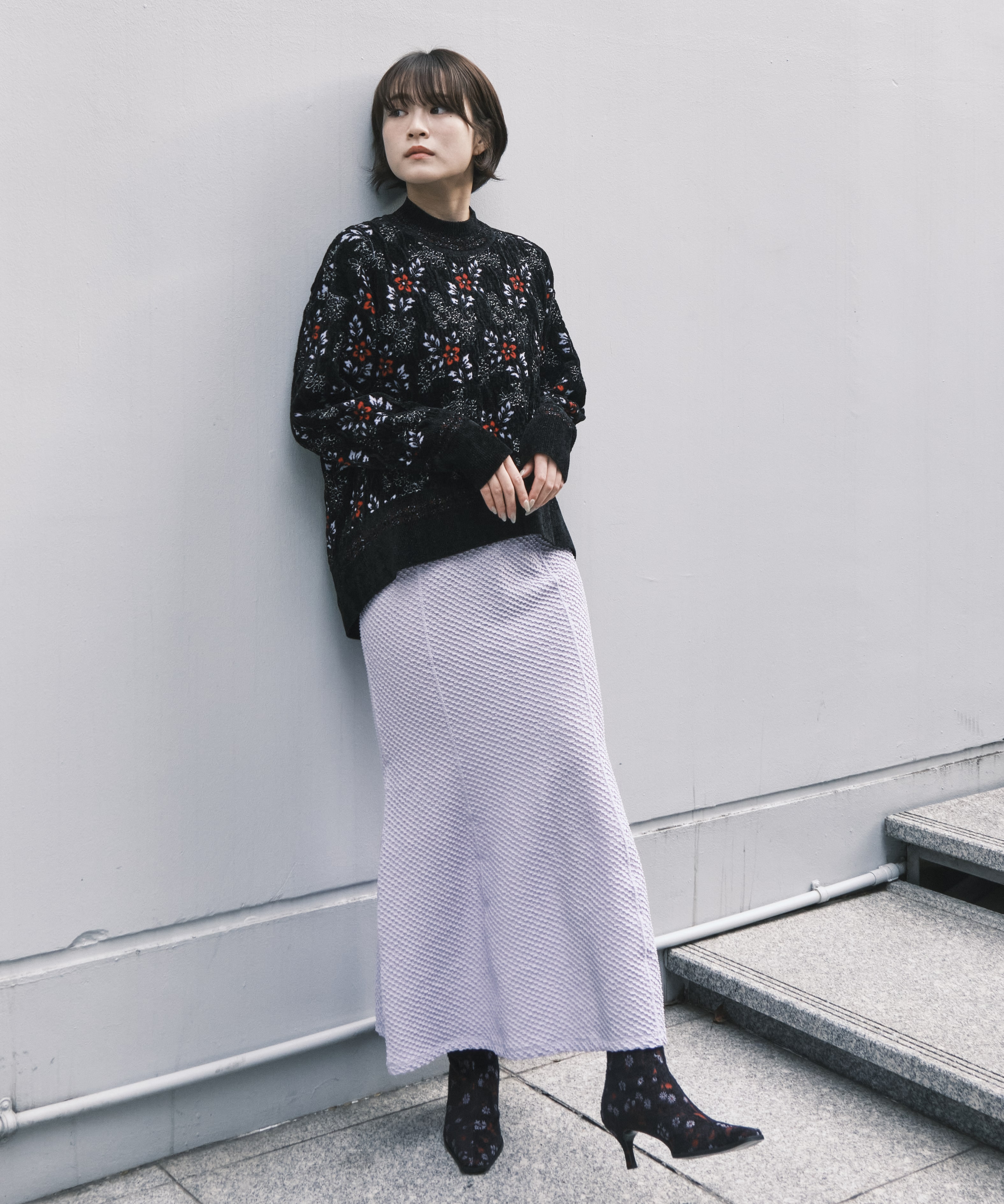 Floral Motif Chenille Knited Top(1 BLACK): Mame Kurogouchi: WOMENS