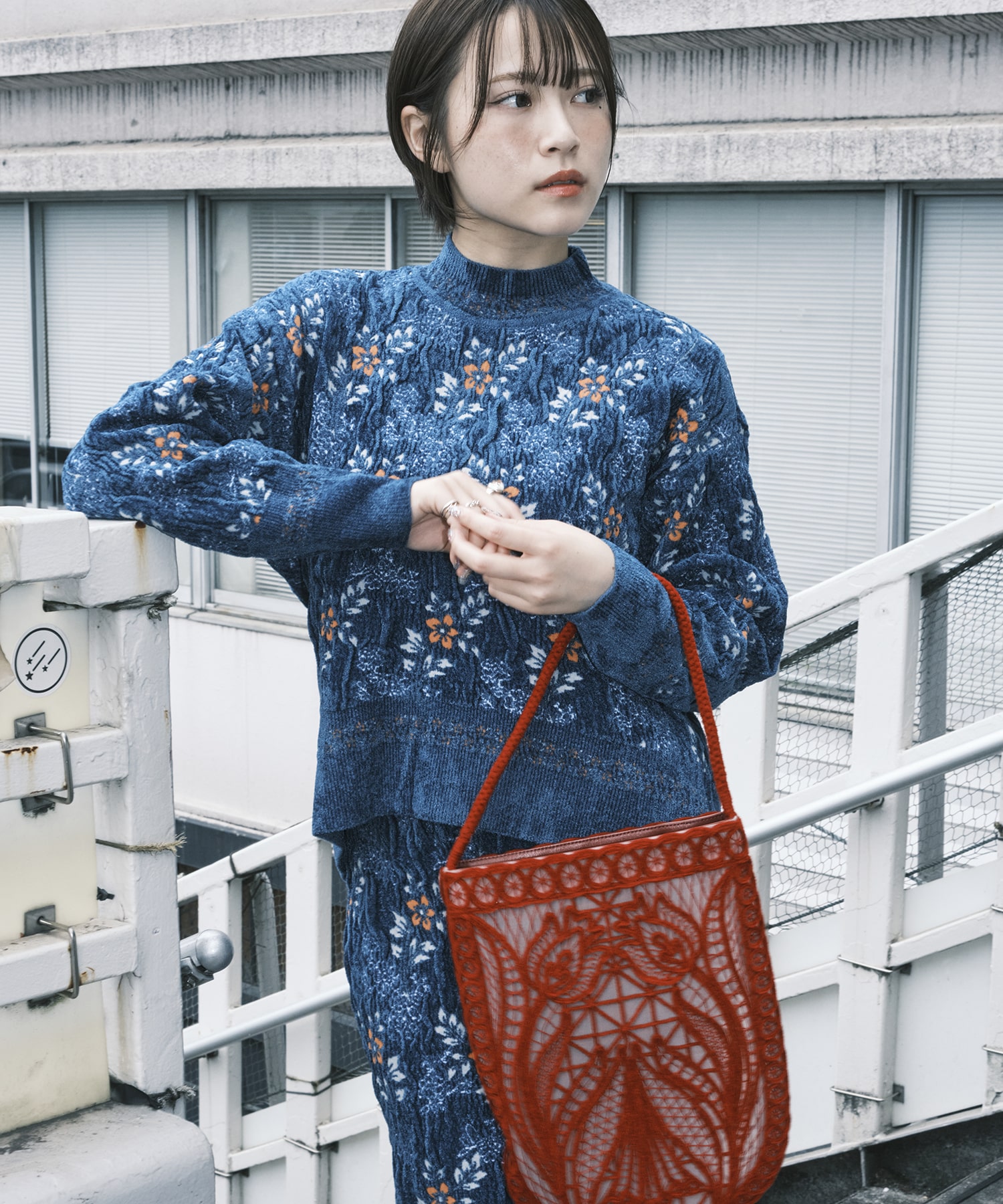 Floral Motif Chenille Knited Top Mame Kurogouchi