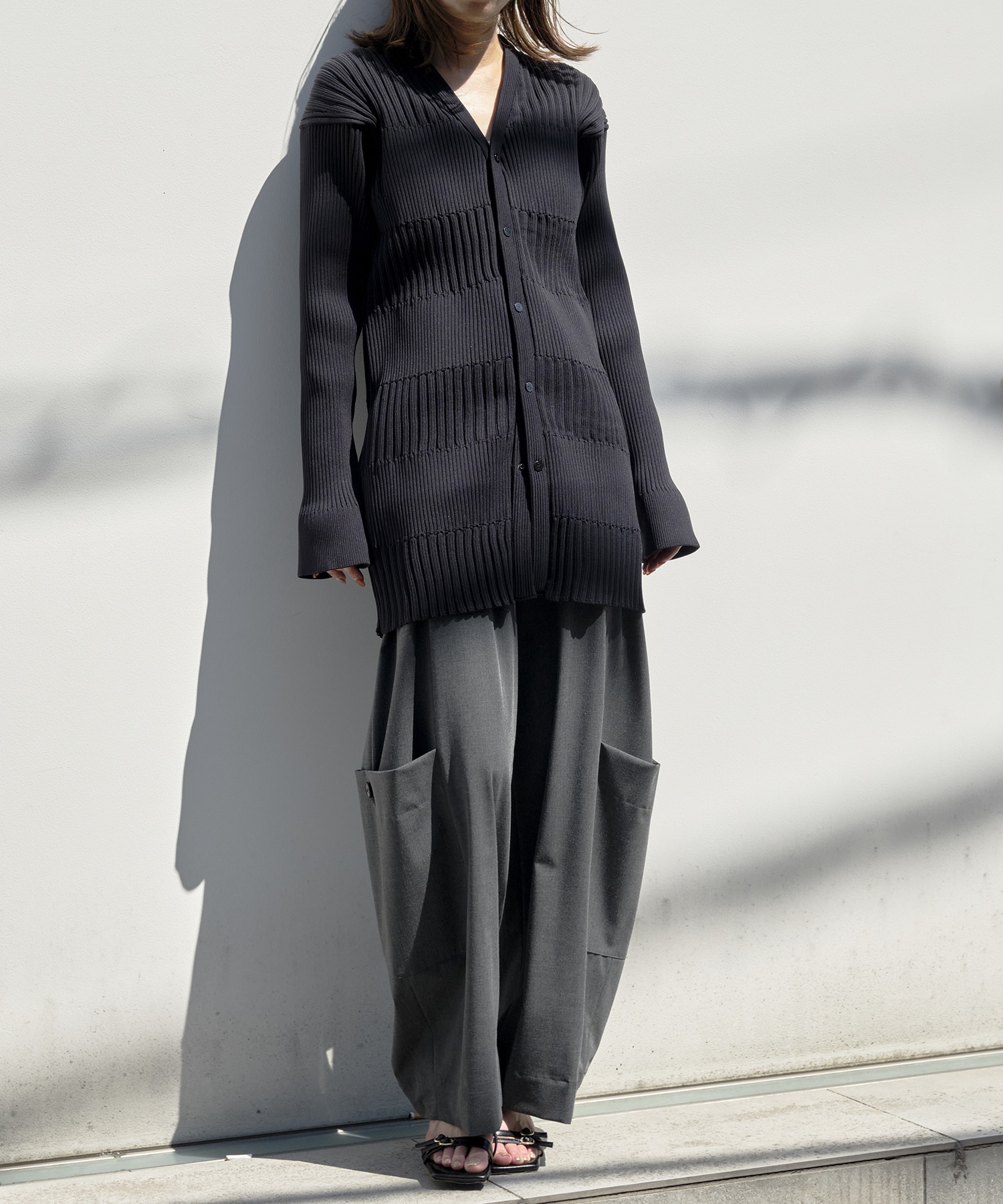 FLUTED LONG CARDIGAN CFCL