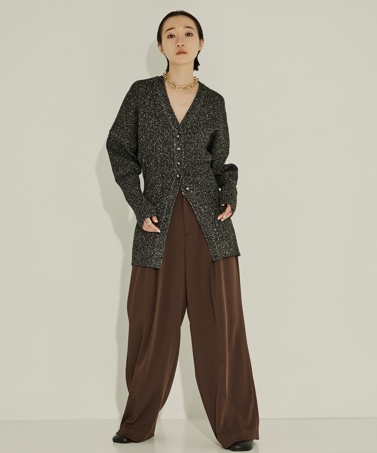 Greer melange knit cardigan AKIRANAKA