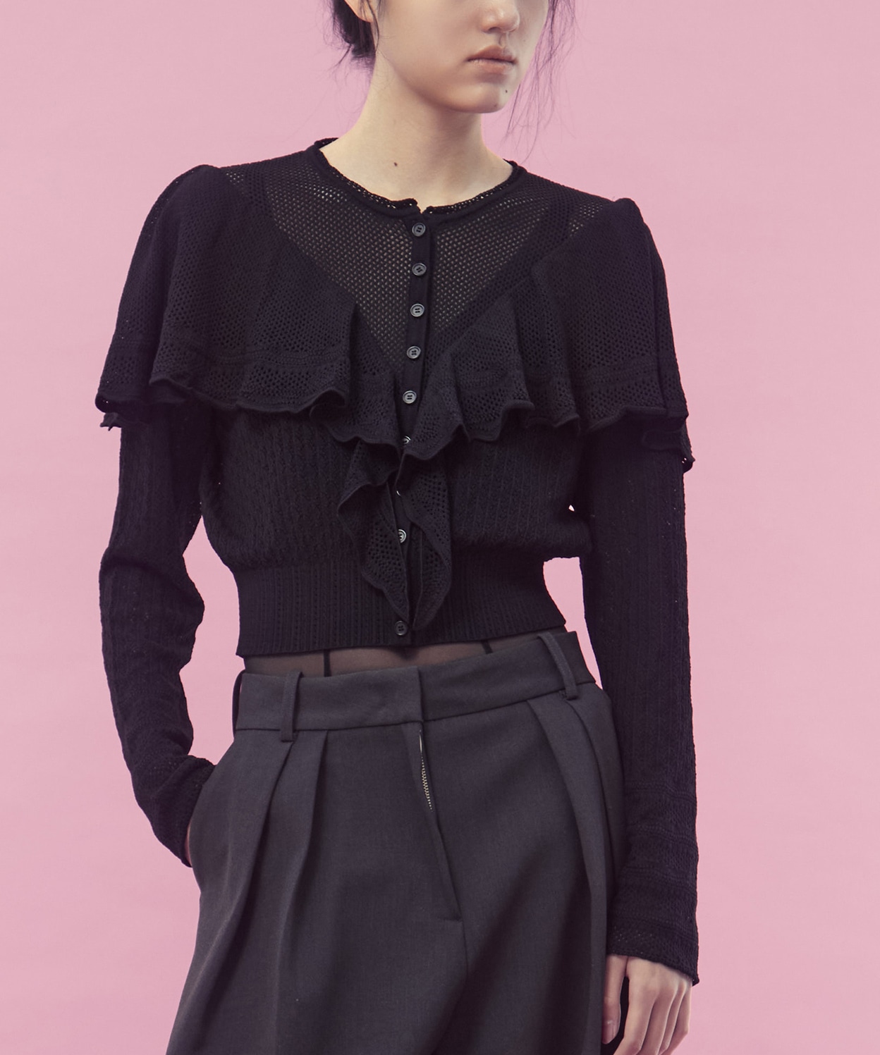Lace-knit cape cardigan FETICO