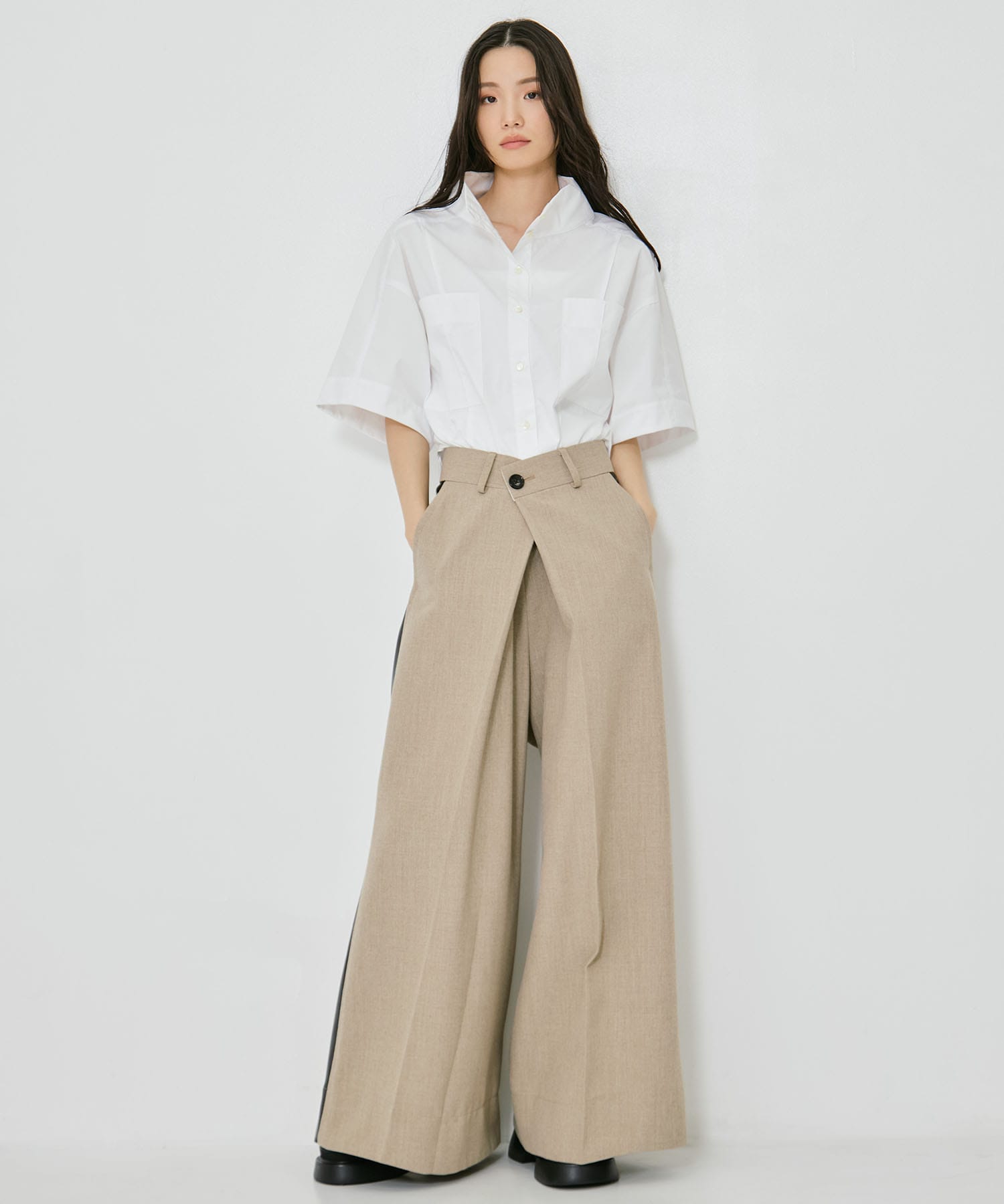 Side Leather Flare Trousers STUDIOUS