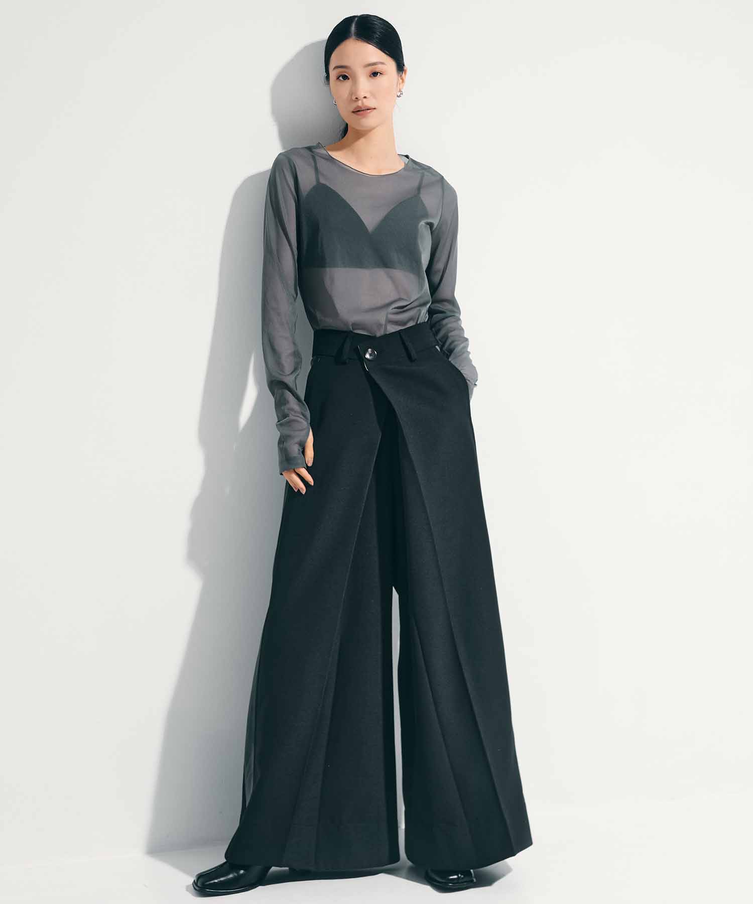 Side Leather Flare Trousers STUDIOUS