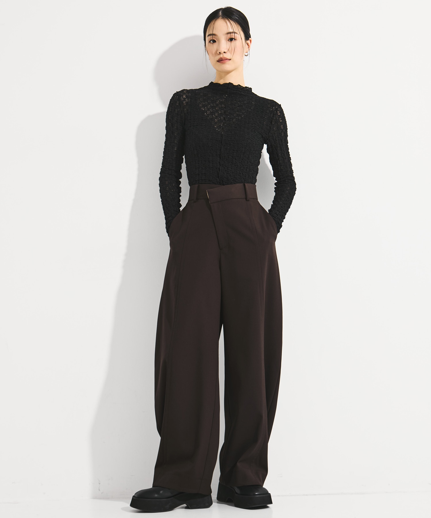 Wool Barrel Leg Trousers STUDIOUS