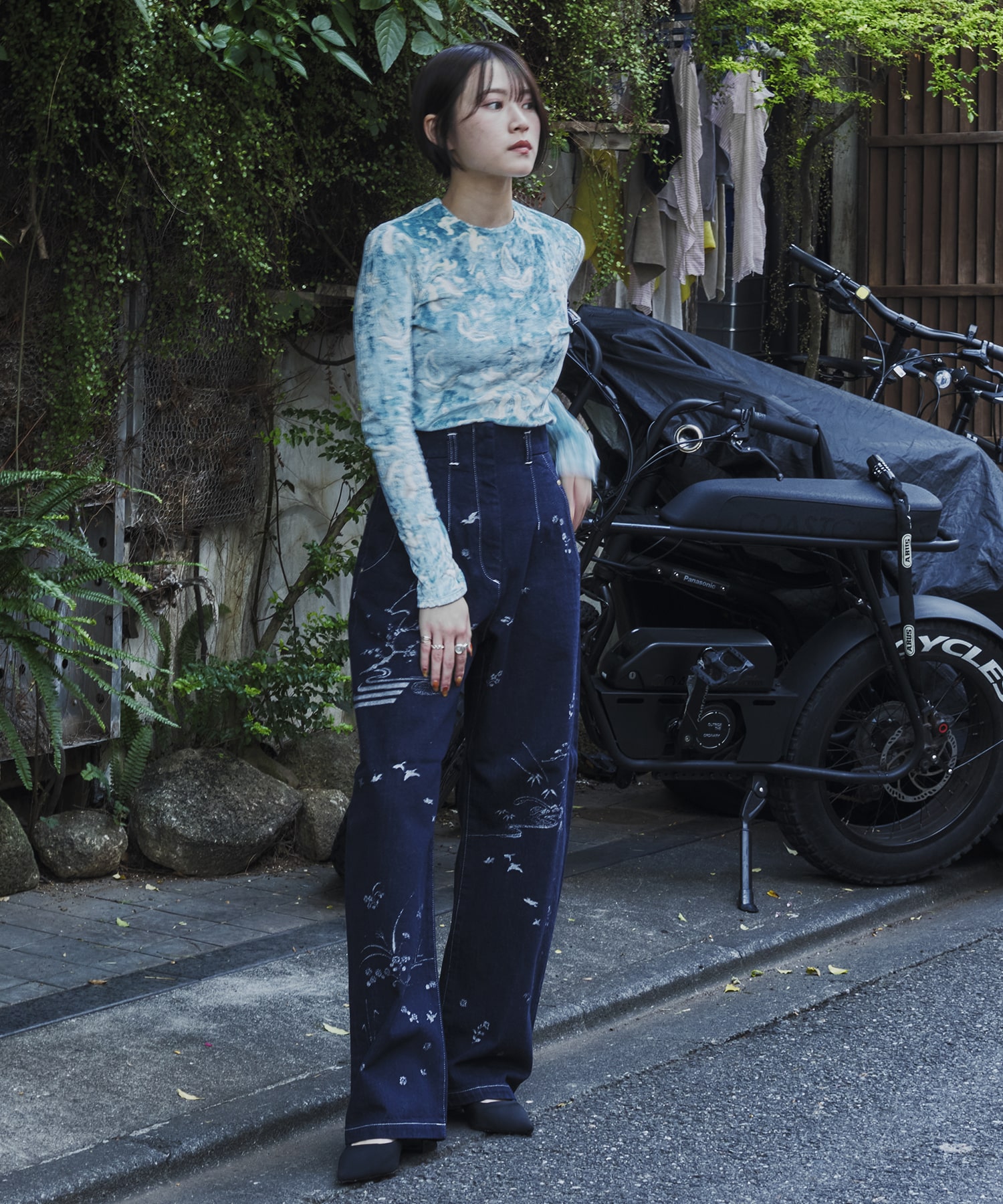 Nature Pattern Jacquard Wide Leg Jeans Mame Kurogouchi