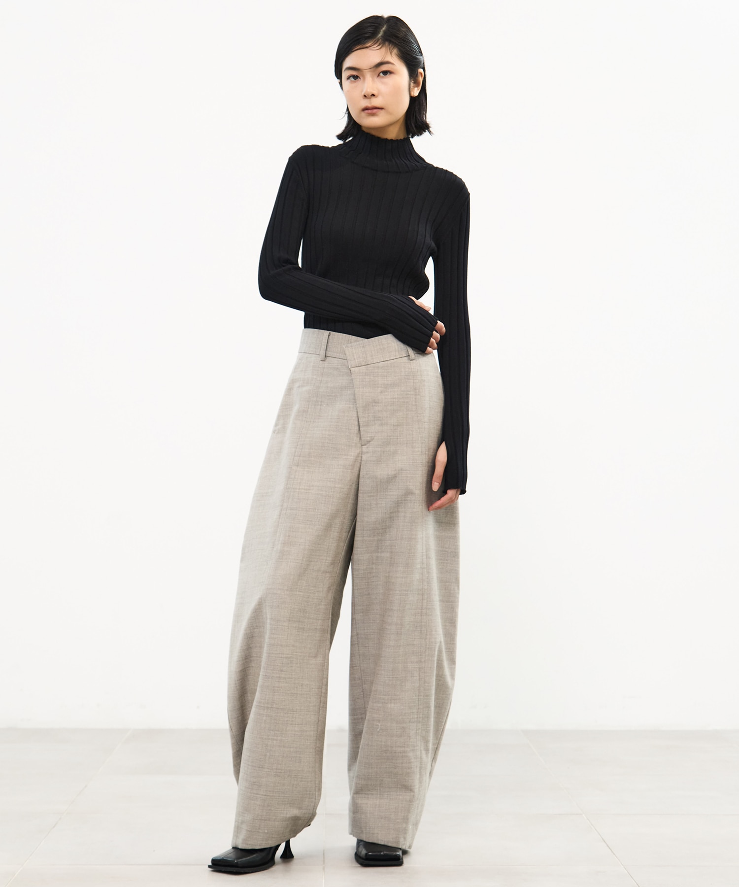 Wool Barrel Leg Trousers STUDIOUS