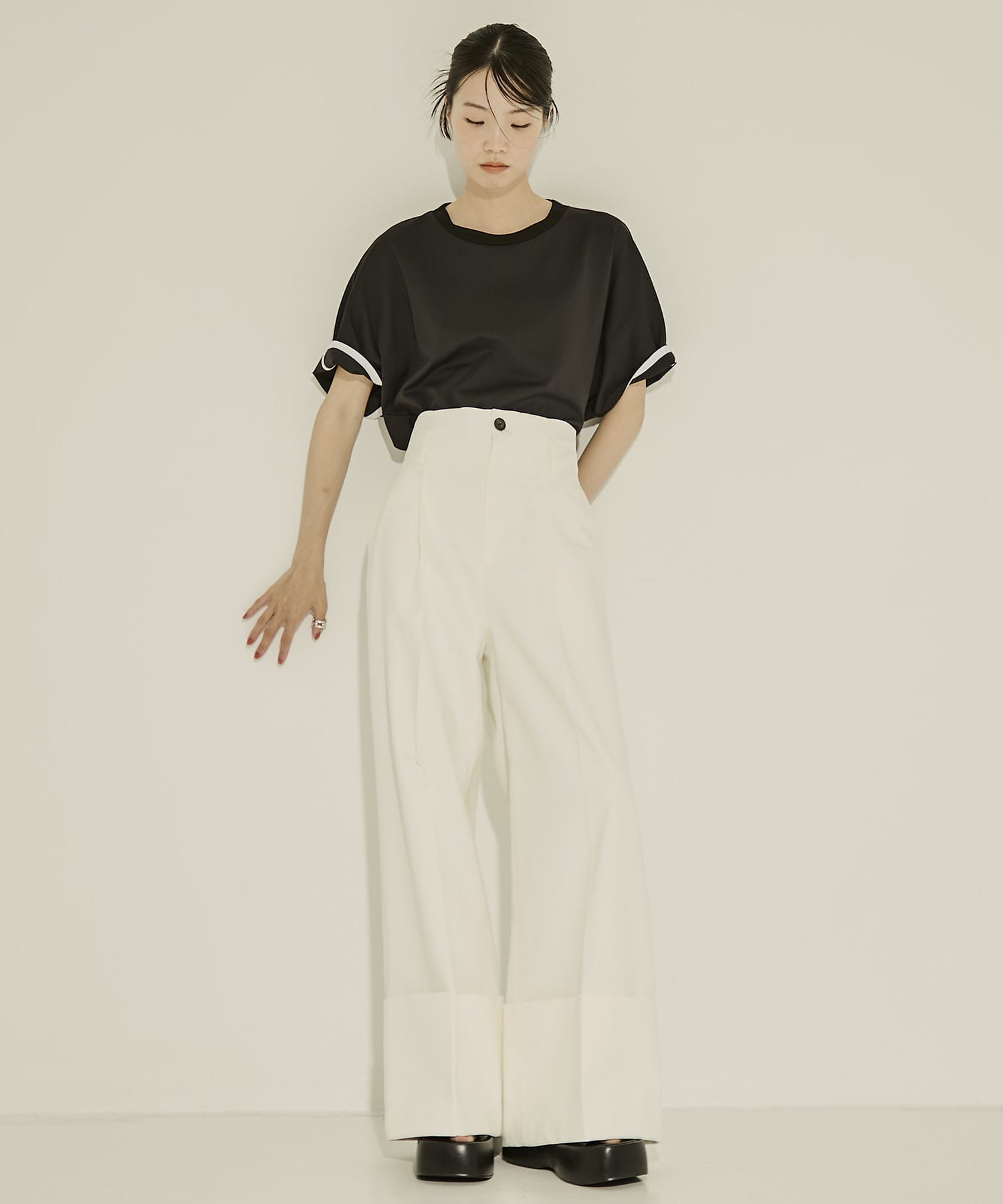 Wide Double Hem Trousers STUDIOUS