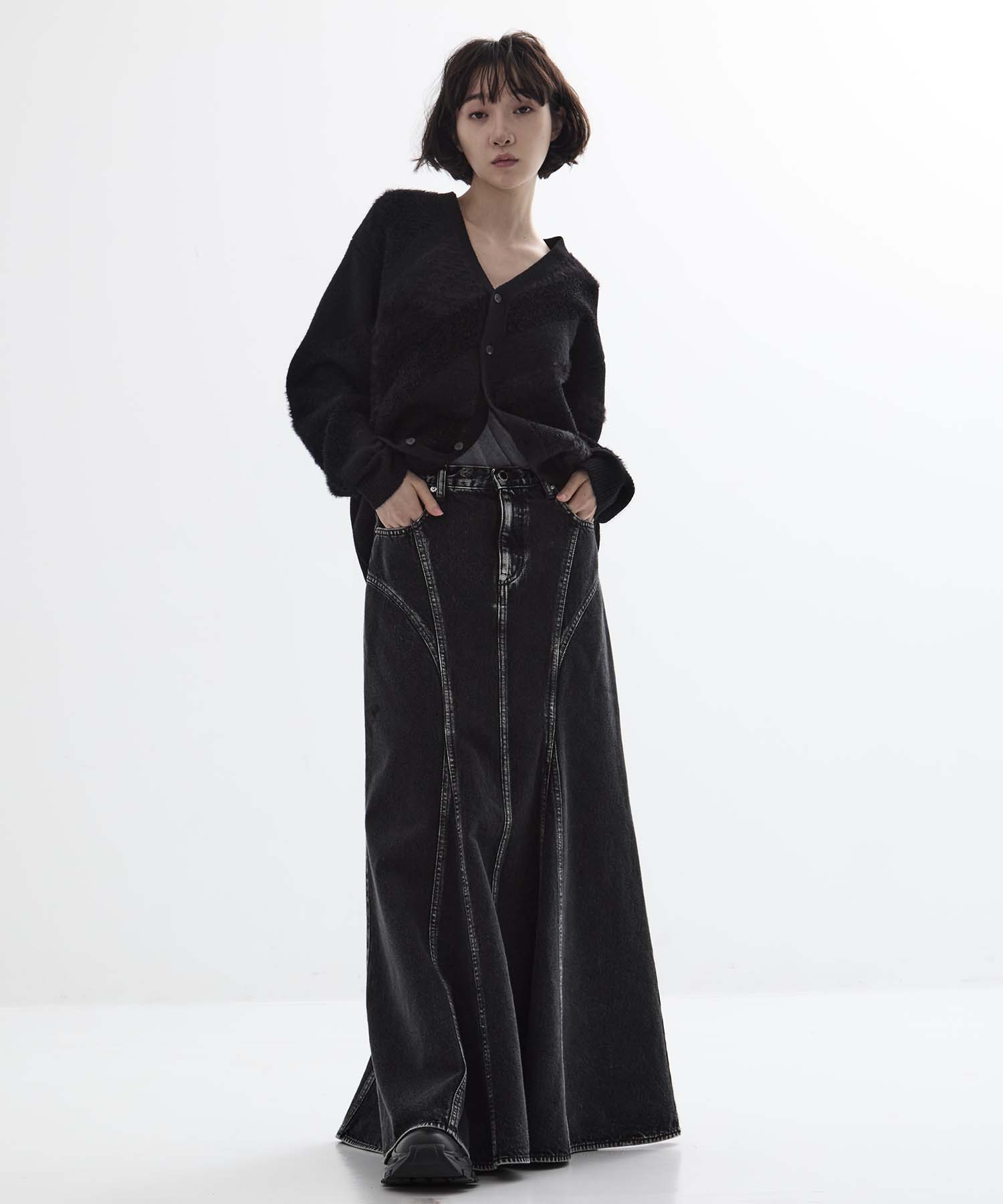 WASHED DENIM MERMAID LINE SKIRT JOHN LAWRENCE SULLIVAN