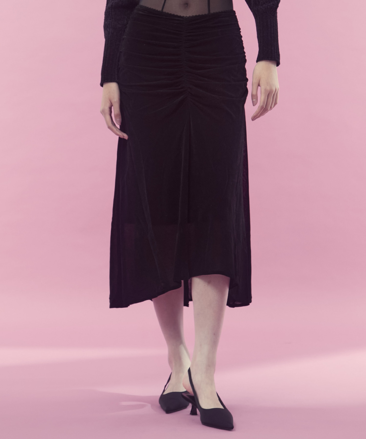 Velvet tulle gathered skirt FETICO
