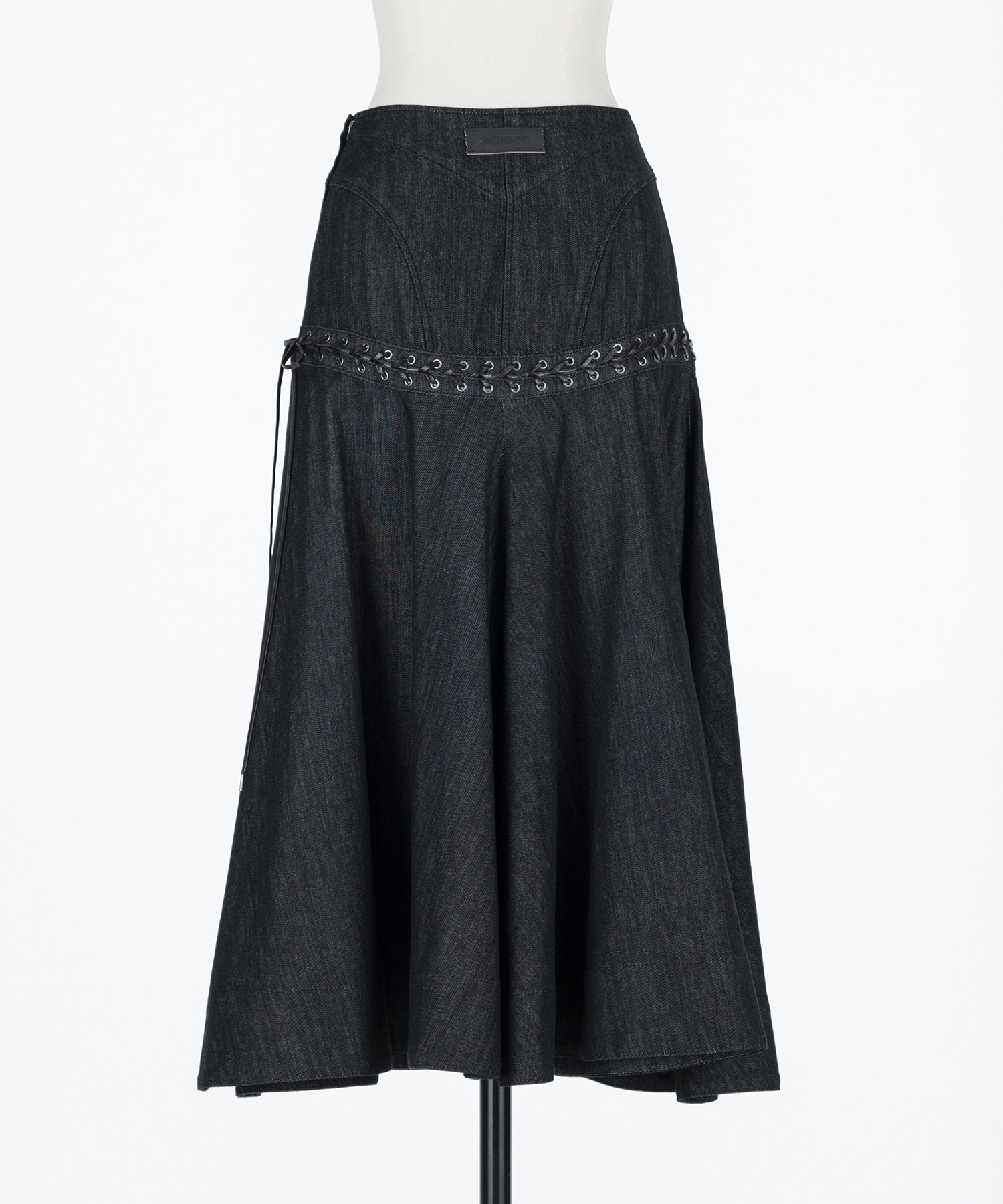 Lace up denim flare skirt FETICO