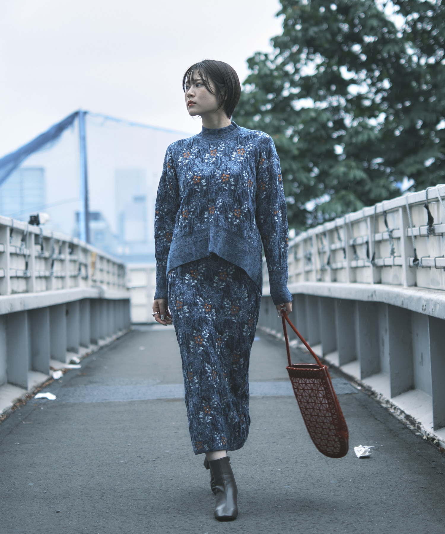 Floral Motif Chenille Knited Skirt Mame Kurogouchi