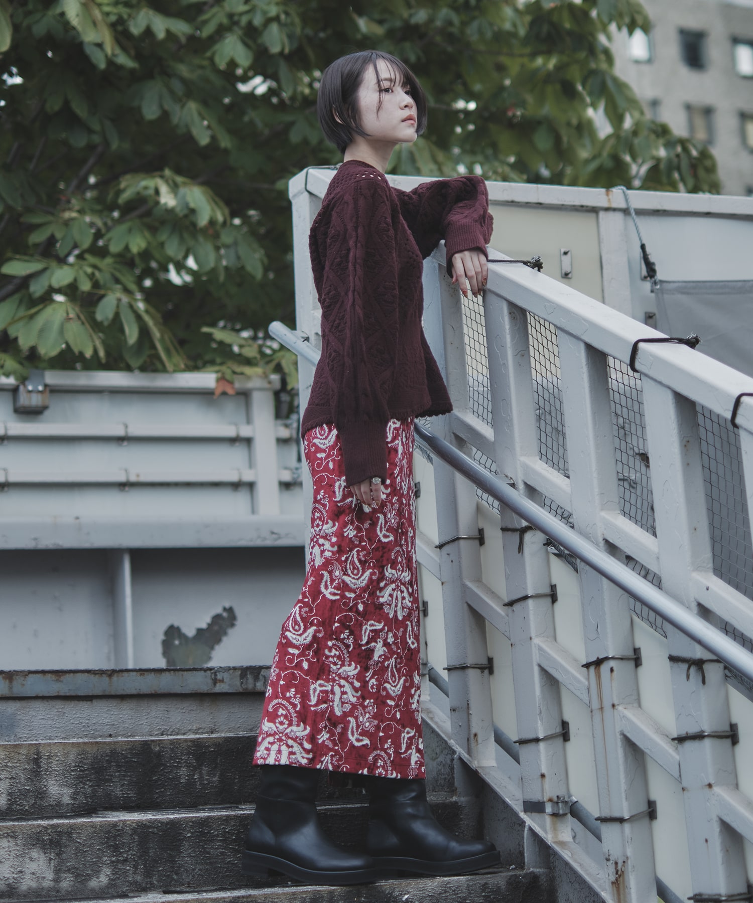 Velour Jersey I-Line Skirt Mame Kurogouchi