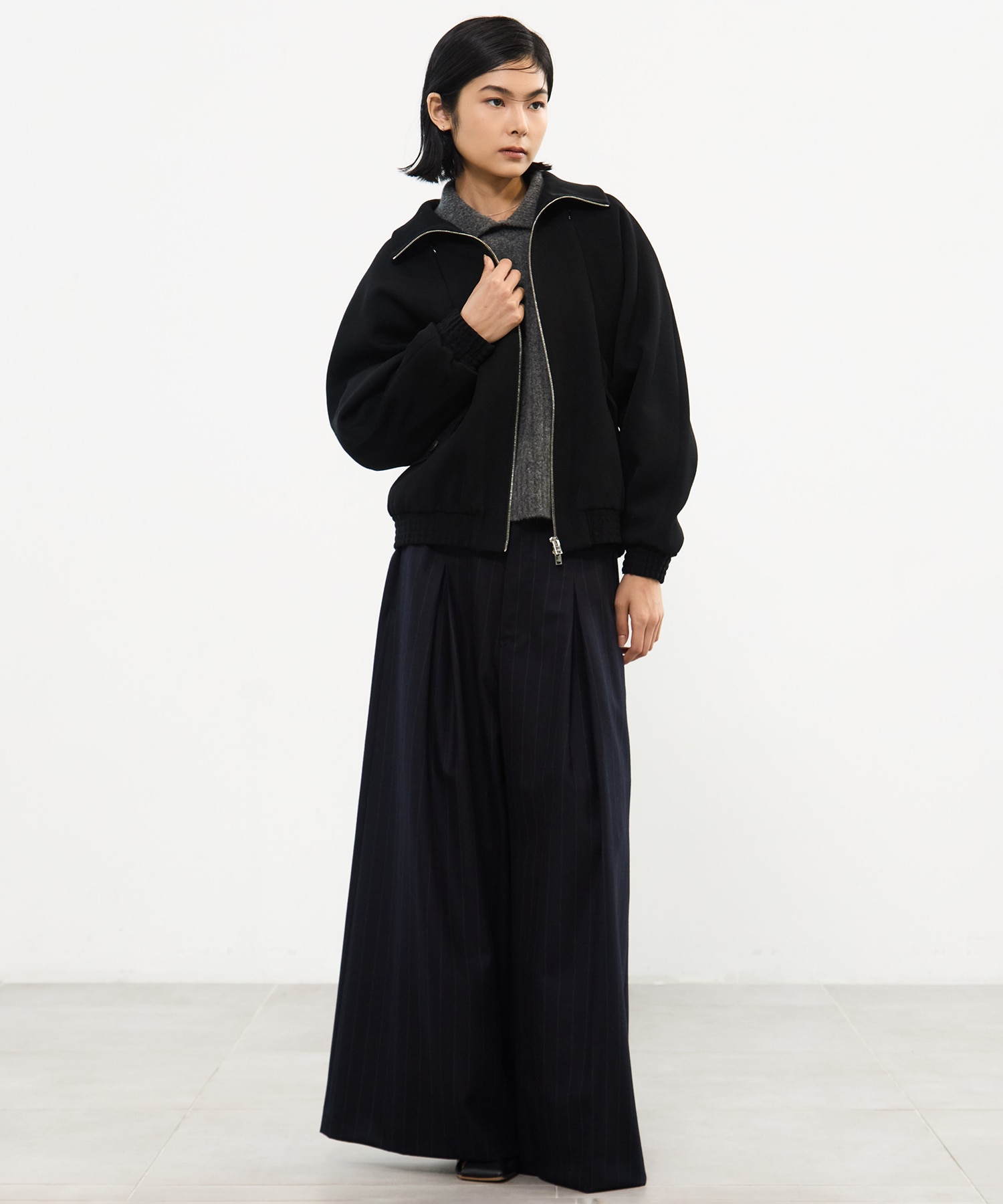 CAVARLY TWILL ZIP BLOUSON(36 BLACK): CINOH: WOMENS｜ STUDIOUS