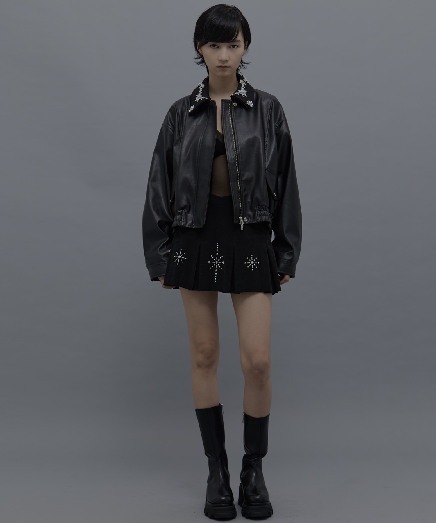 crystal bijou collar 2WAY blouson tanakadaisuke