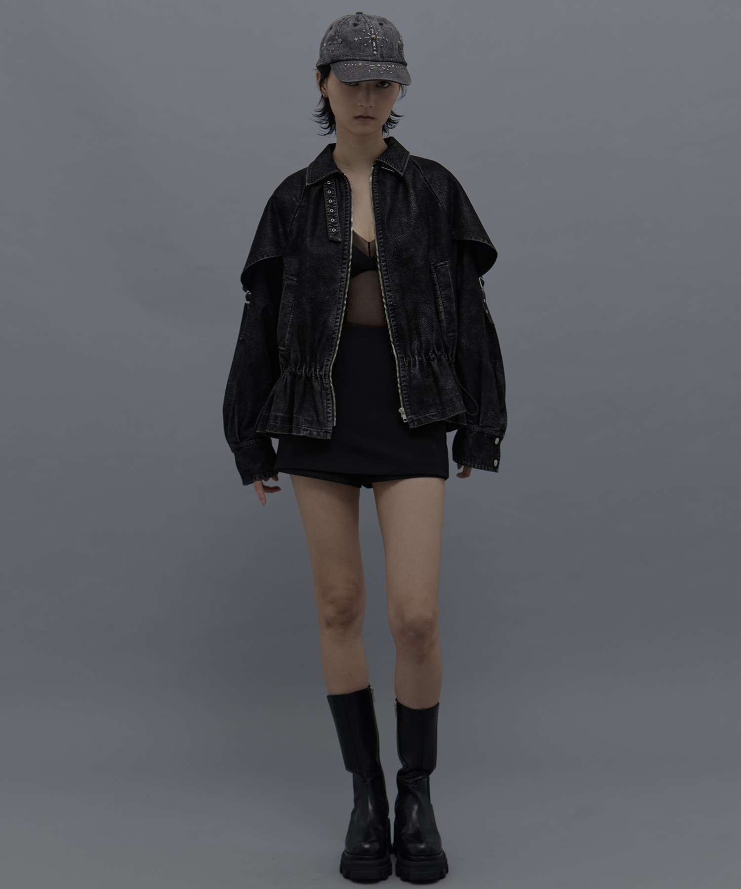 drawstring fade leather blouson tanakadaisuke