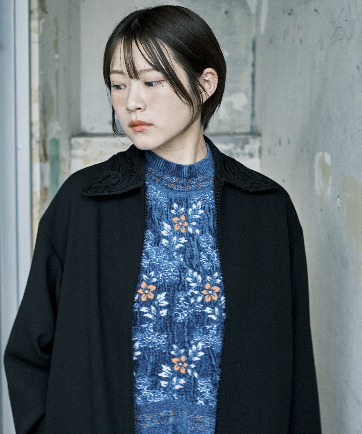 Wool Venetian Embroidery Collar Jacket Mame Kurogouchi