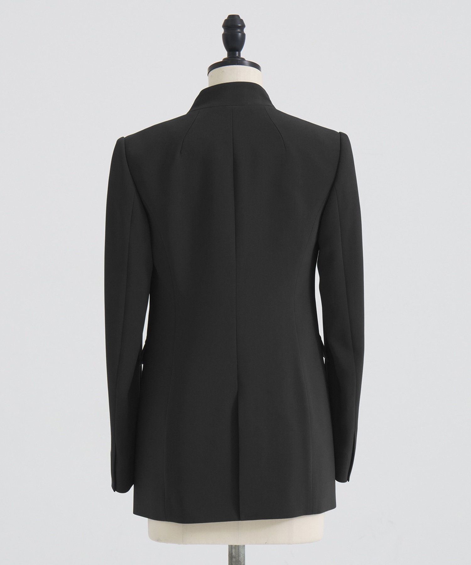 Acetate Polyester Collarless Double Breasted Suit Jacket Mame Kurogouchi