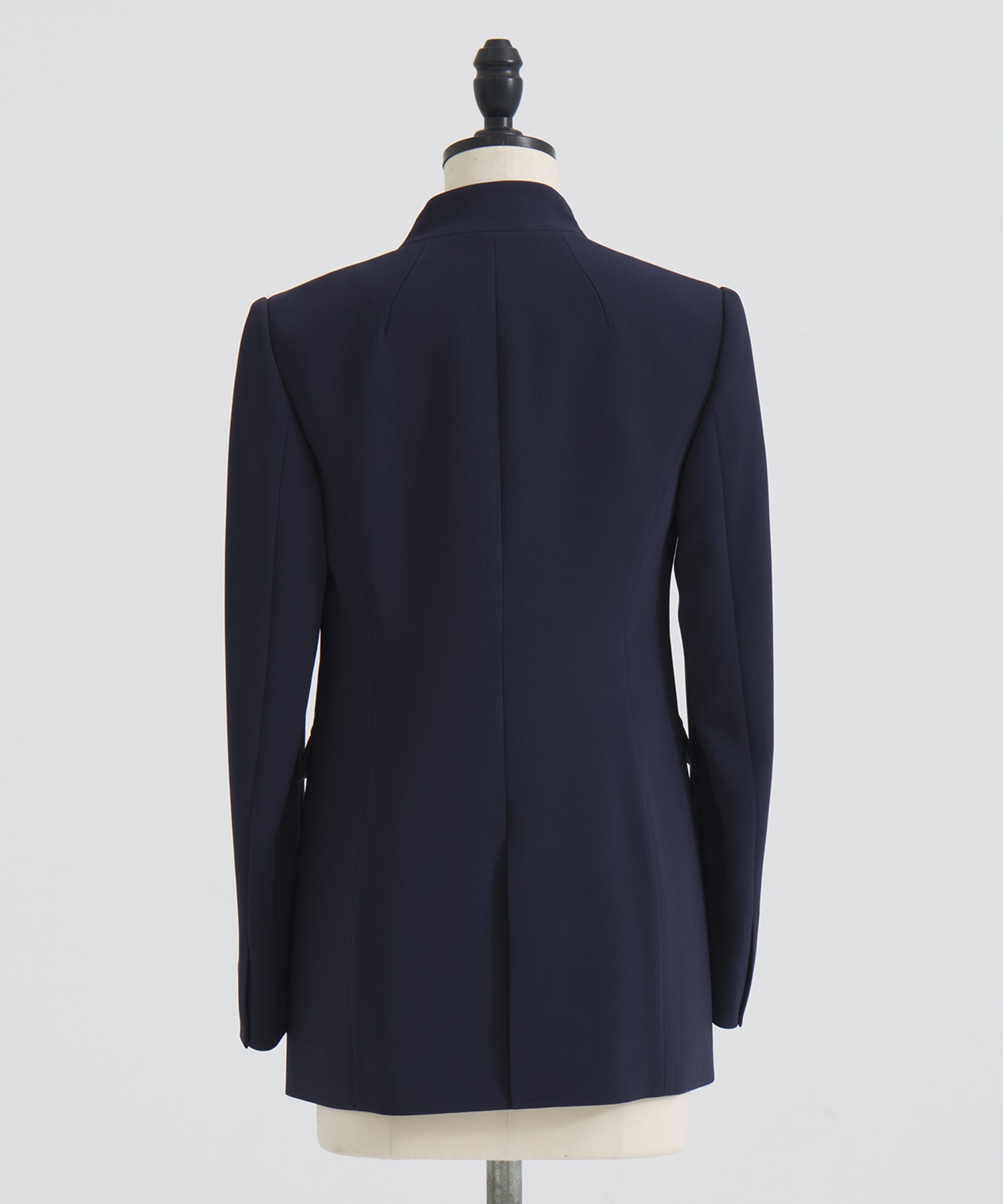 Acetate Polyester Collarless Double Breasted Suit Jacket Mame Kurogouchi