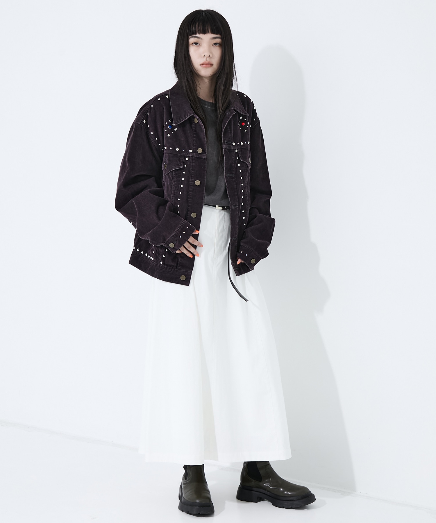 Studded Jean Jacket - 14W Corduroy Needles