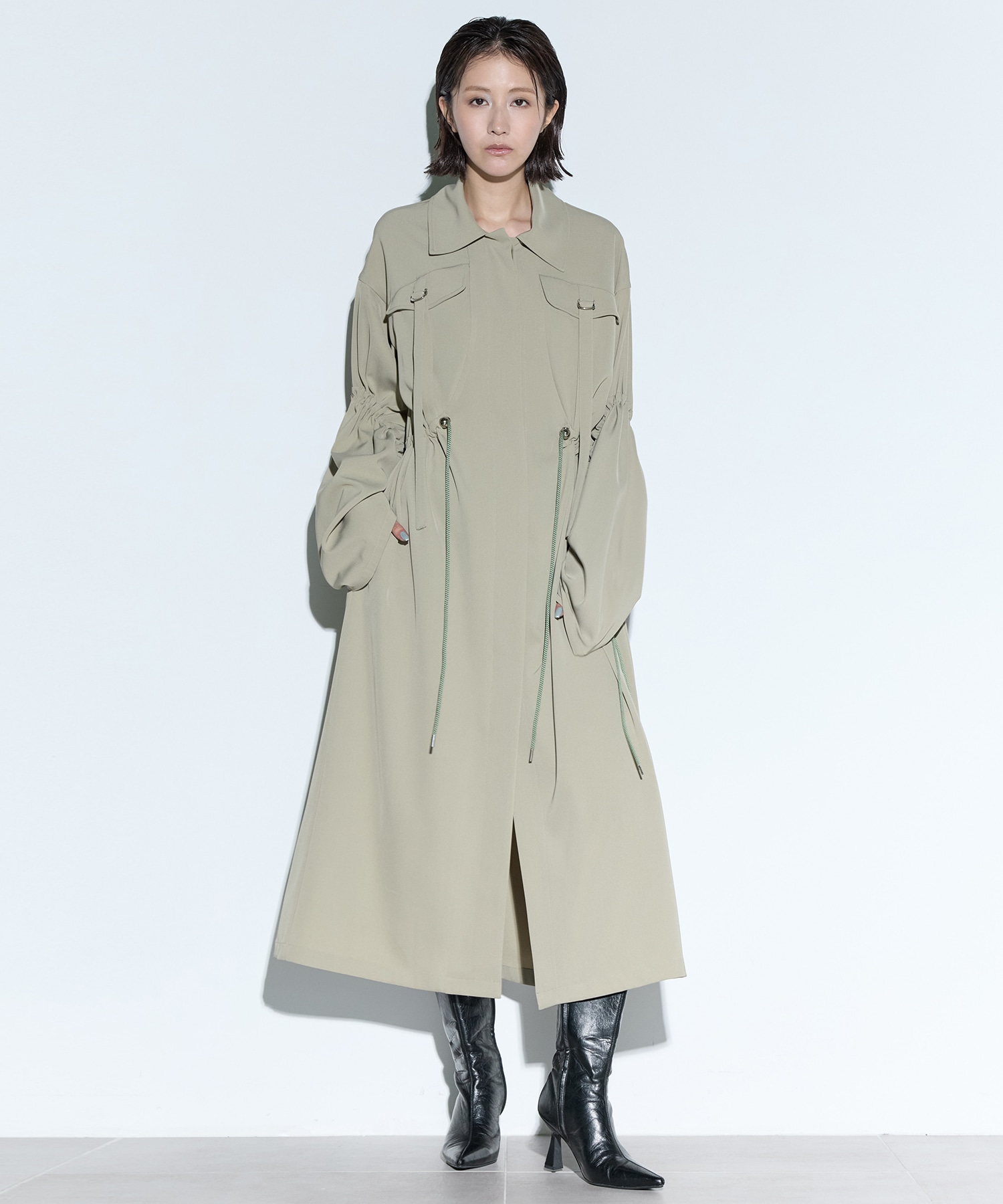 Gathered sleeve military coat MURRAL