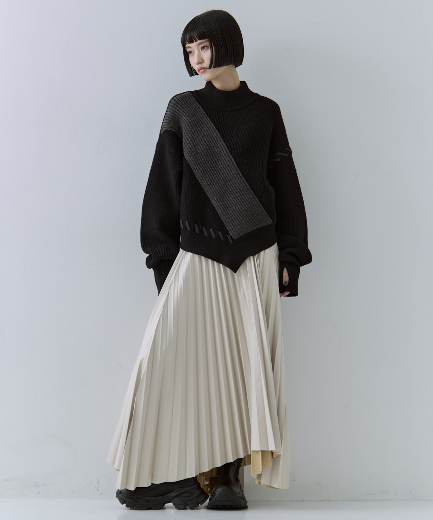 別注Asymmetrical Stitch Rib knit UN3D.