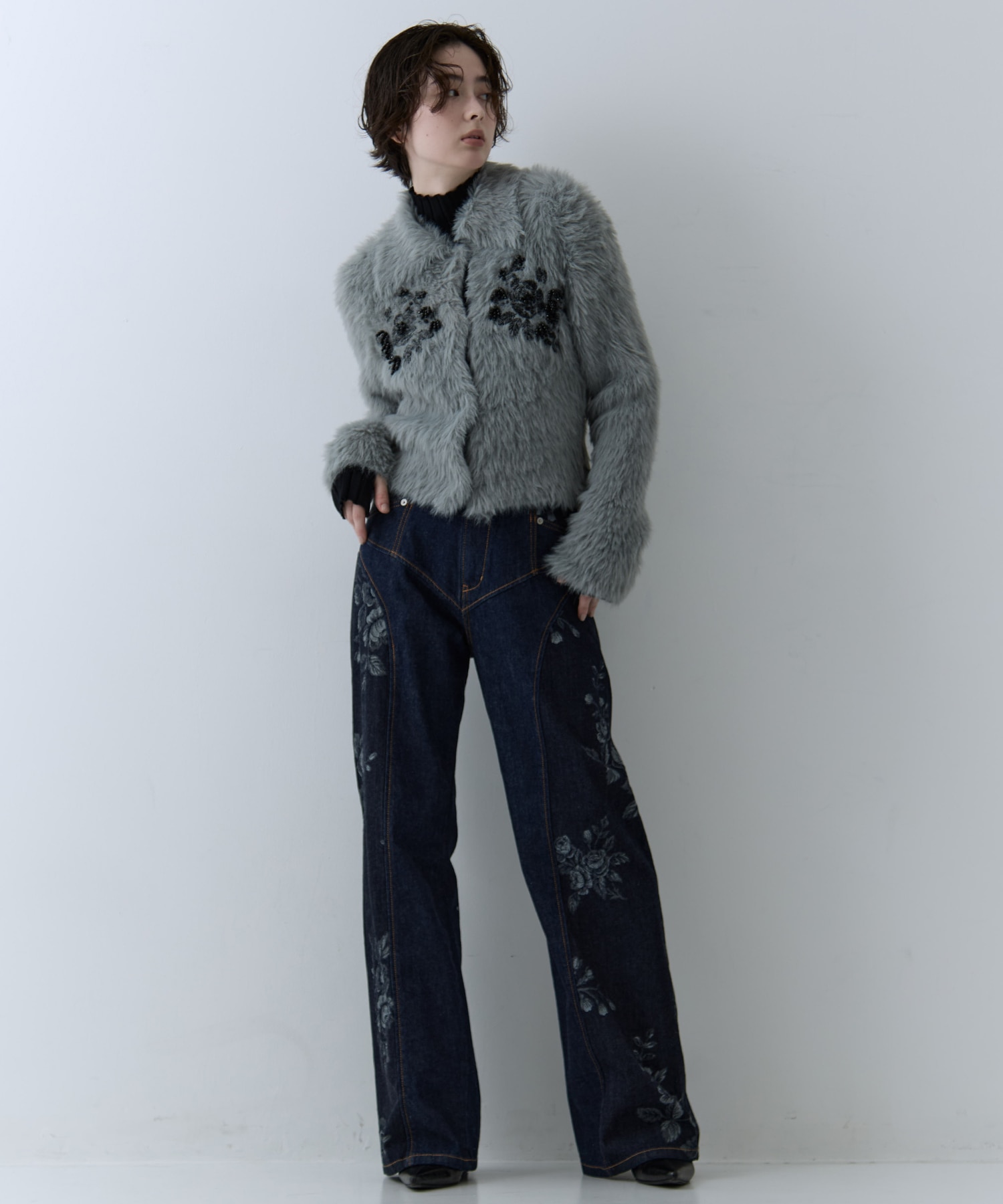 別注 シャギービジューカーディガン FETICO