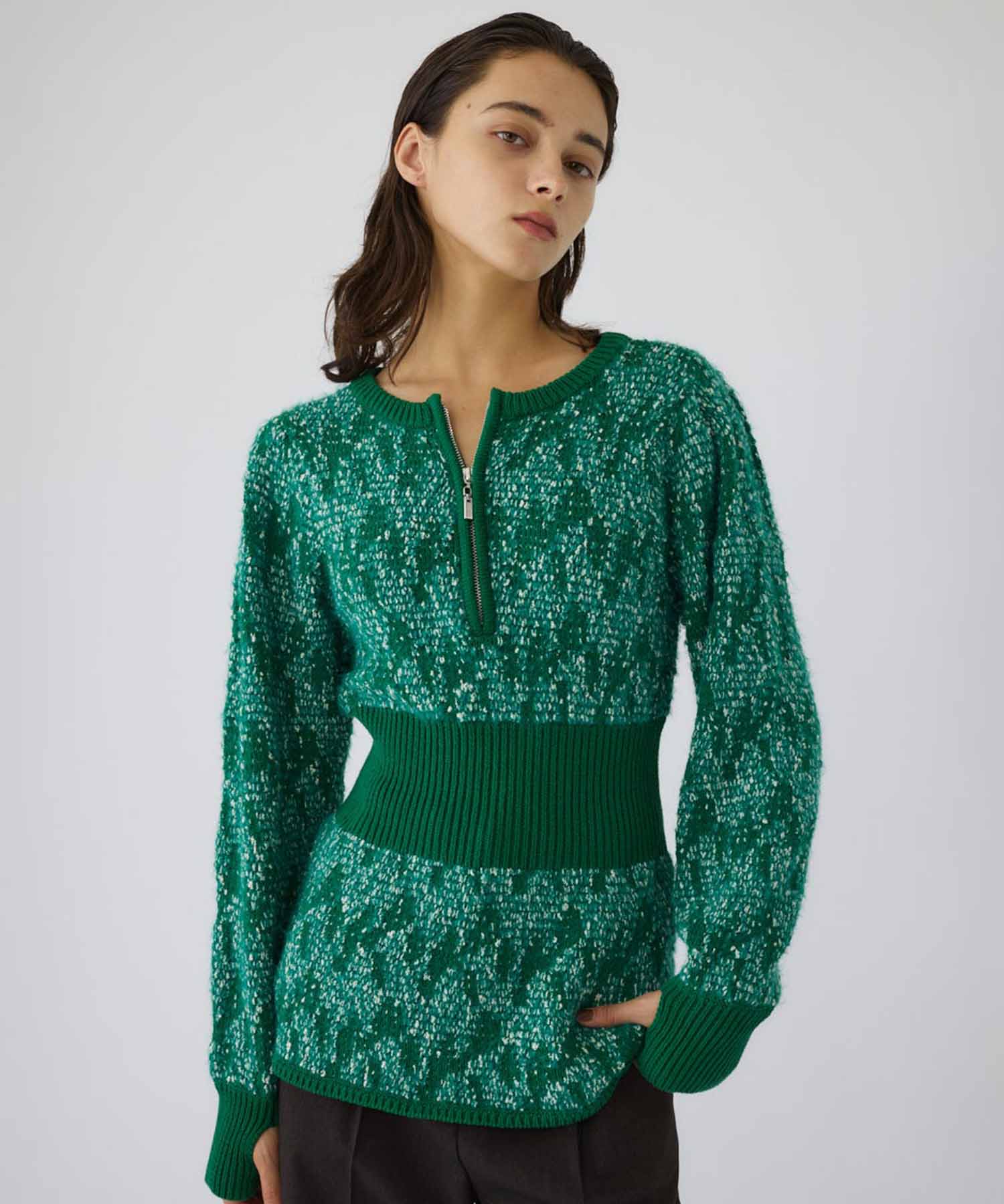 Waist switching knit tops RIM.ARK